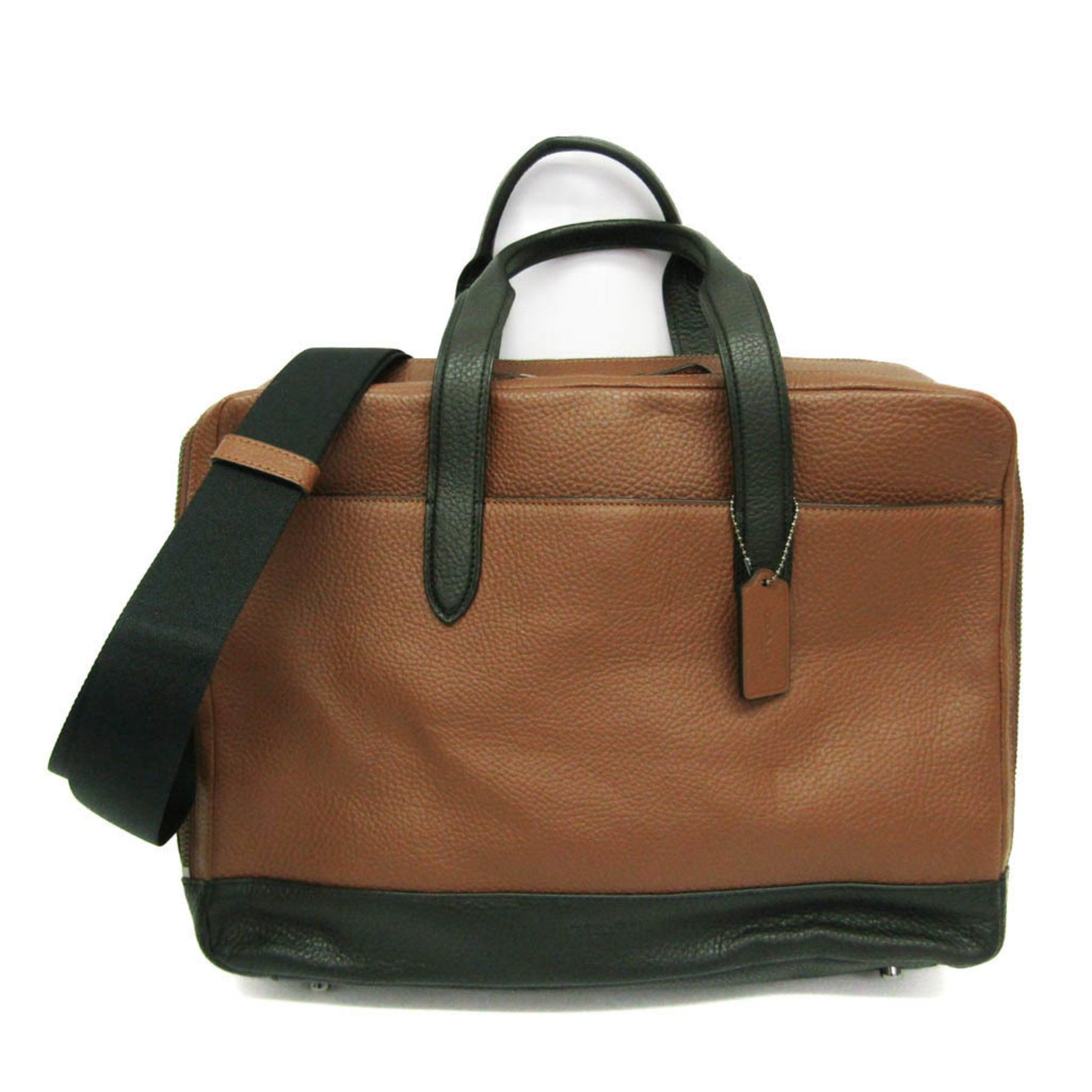 Coach Hamilton Pebble Leather Double Zip Leather Briefcase,Shoulder Bag Black,Brown