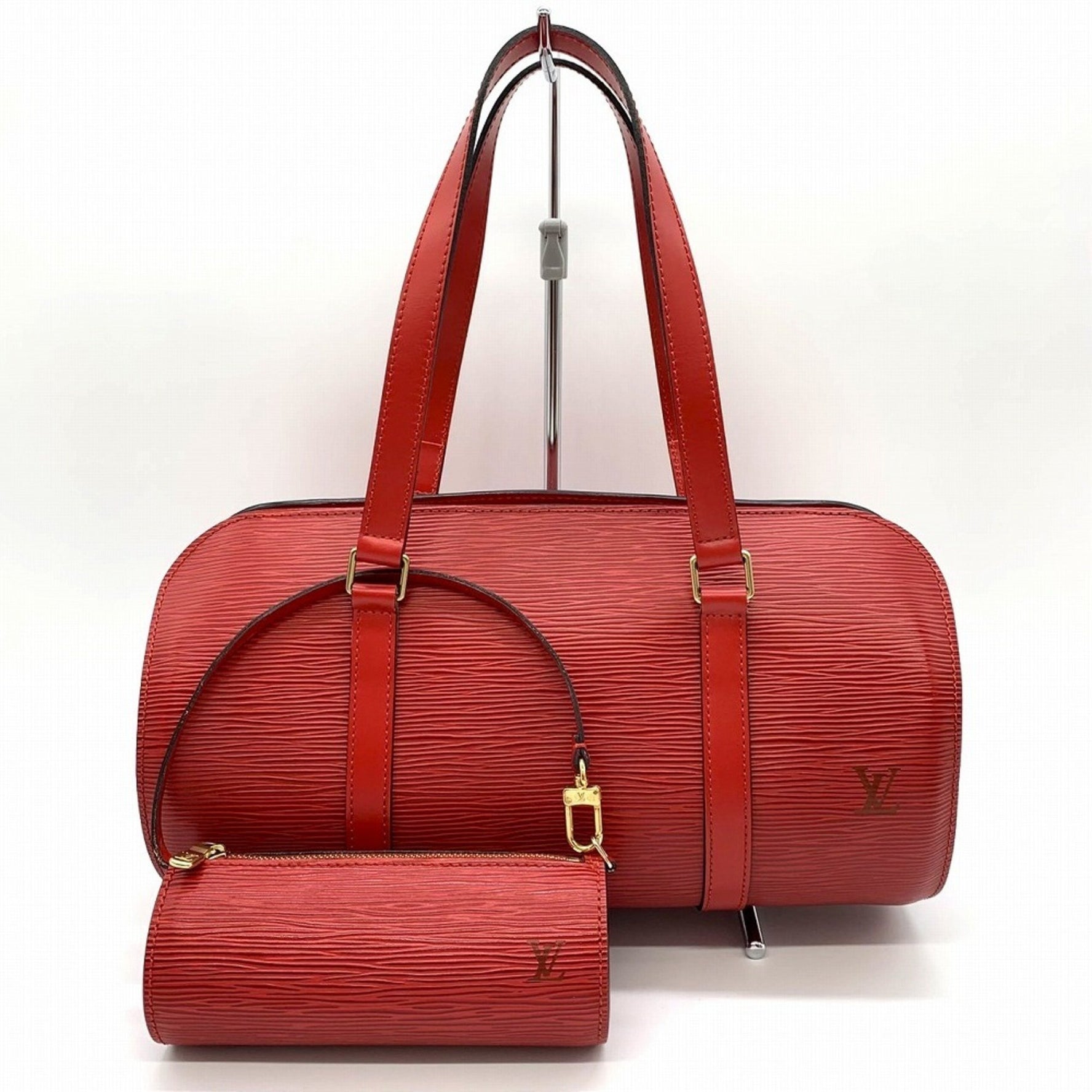 Louis Vuitton Soufflot Shoulder Bag, Cylindrical, Horizontal, Epi Leather, Castillian Red