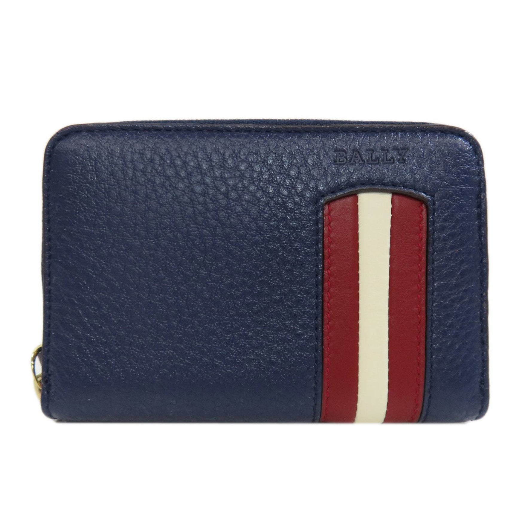 BALLY Stripe Wallet/Coin Case Leather
