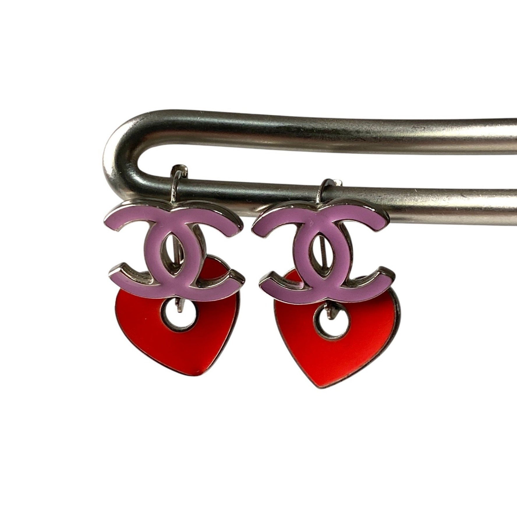CHANEL Coco Mark Heart Earrings Removable
