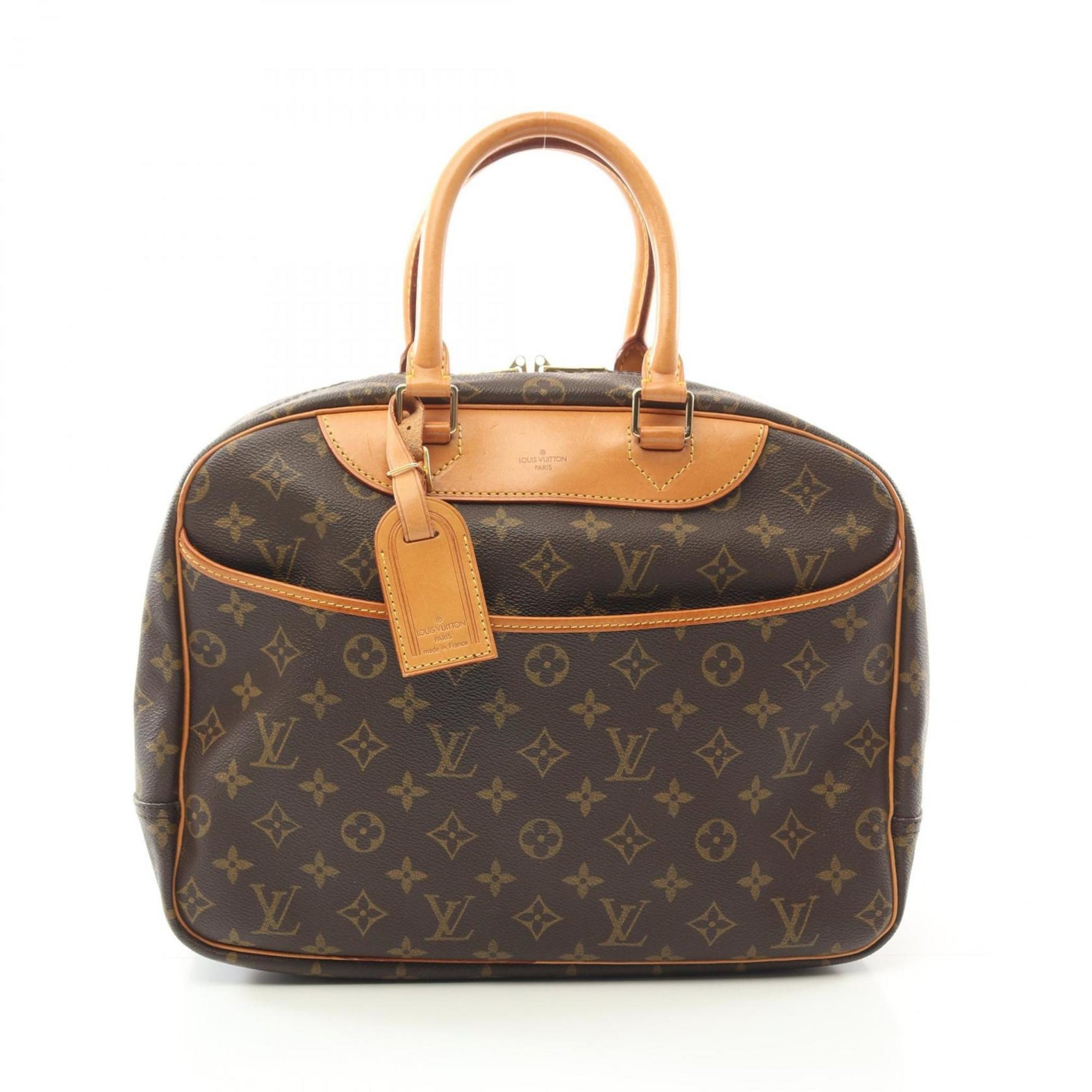 Louis Vuitton Deauville Bowling Vanity Monogram Handbag Coated Canvas Leather