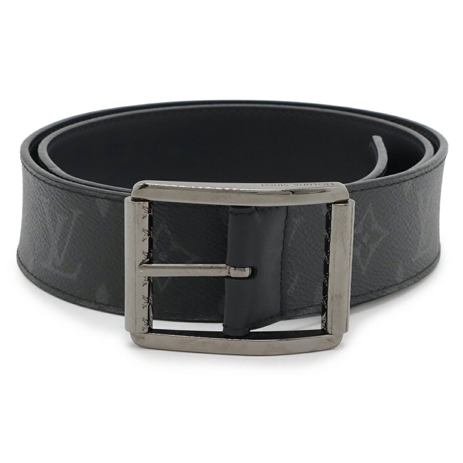 Louis Vuitton Monogram Eclipse Santur Reverso Reversible Belt #90