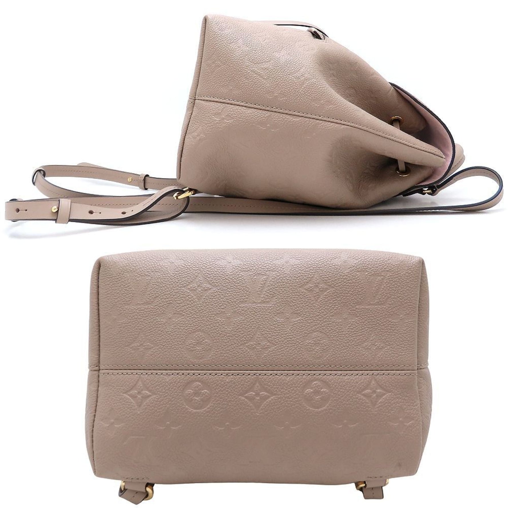 LOUIS VUITTON Monogram Empreinte Montsouris PM Tourterelle Backpack, Beige