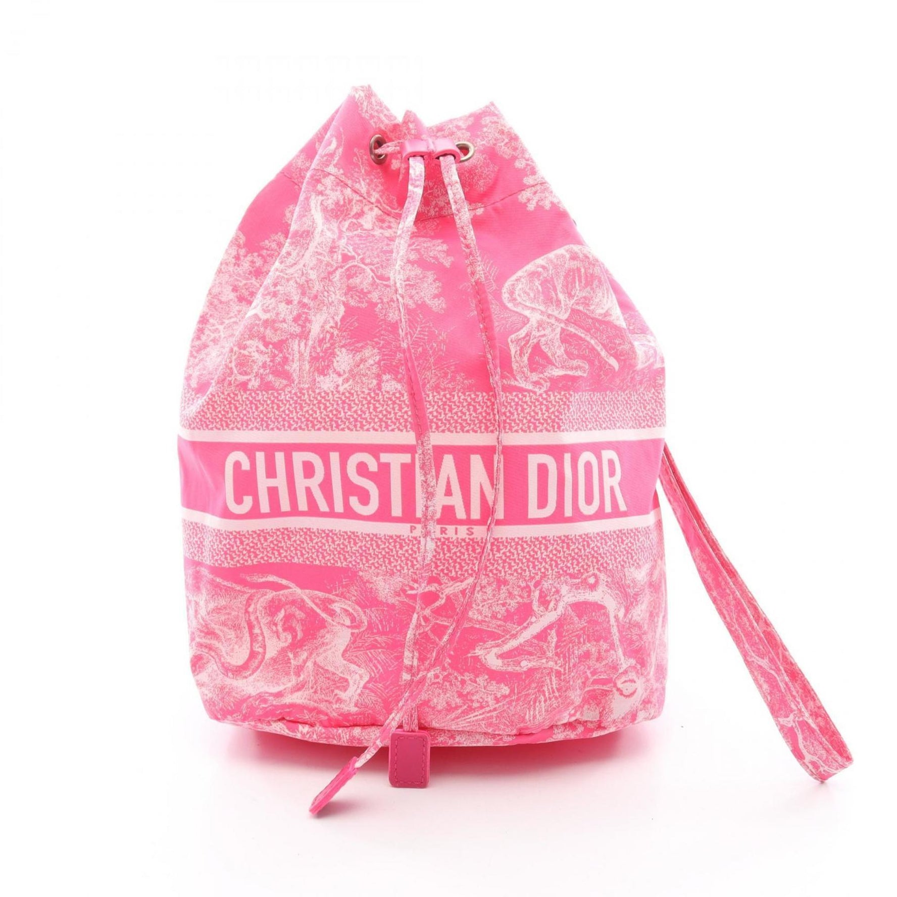 Christian Dior DIORTRAVEL Toile de Jouy Pouch Bag, Nylon, Pink and White