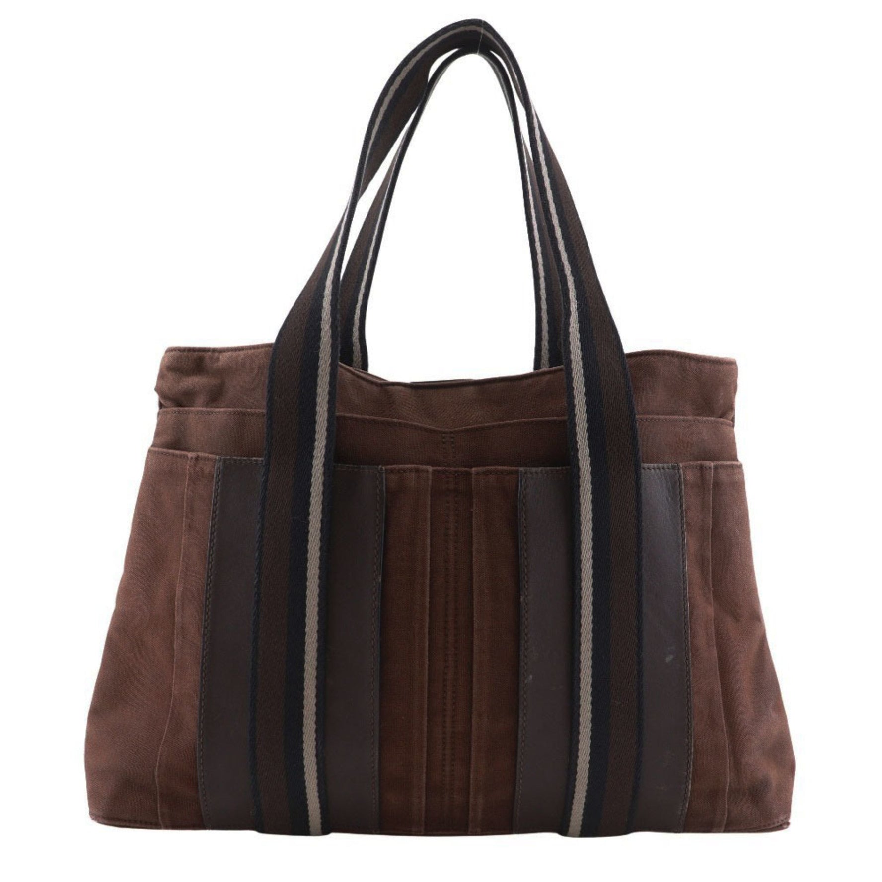 Hermes Hermès Trocha Horizontal Zonal MM Tote Bag, Brown Cotton Canvas, Size, Snap Buttons, Unisex