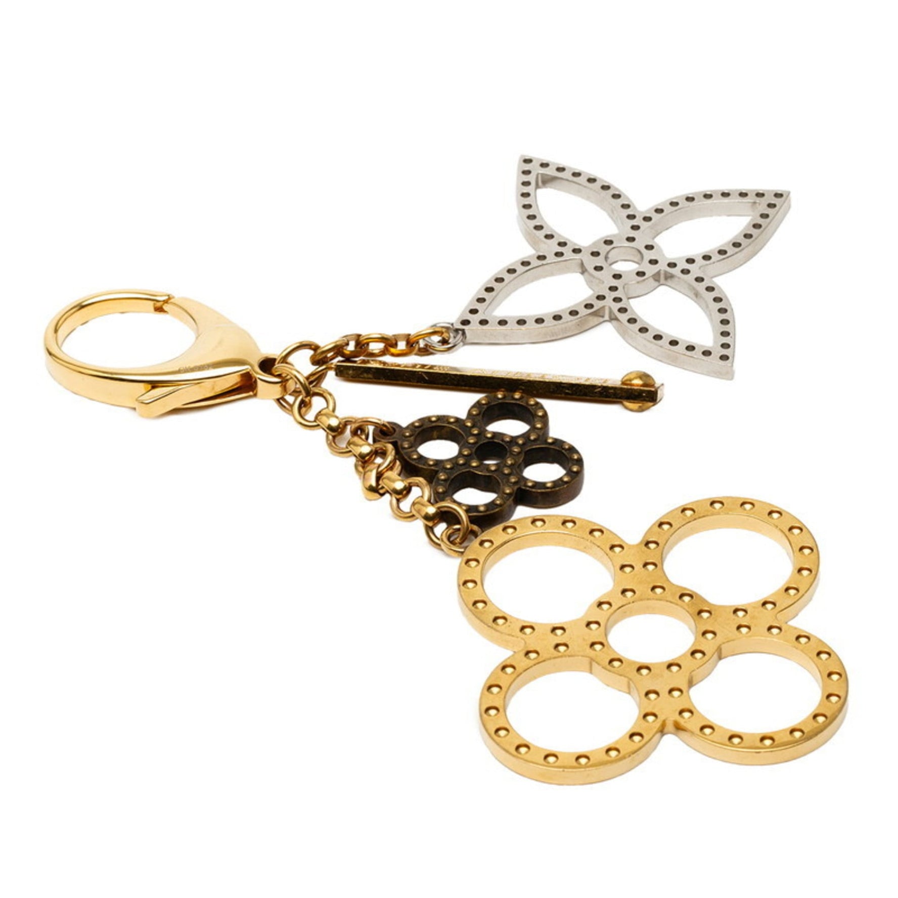 Louis Vuitton Flower Bijou Sac Taberge Keychain/Key Ring Charm Gold/Silver Plated Metal LOUIS VUITTON