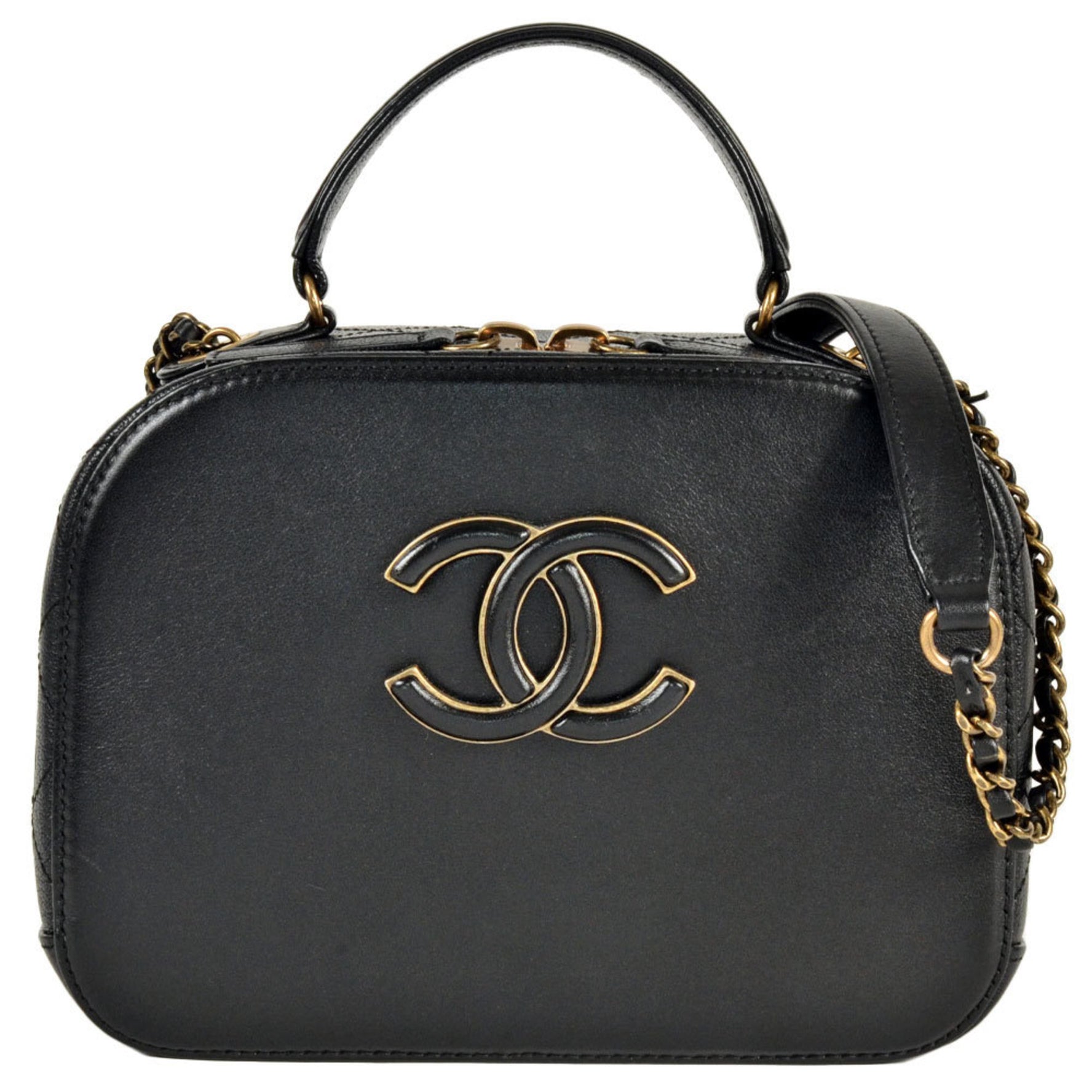CHANEL Coco Mark Matelasse Vanity Bag Handbag Lambskin Shoulder