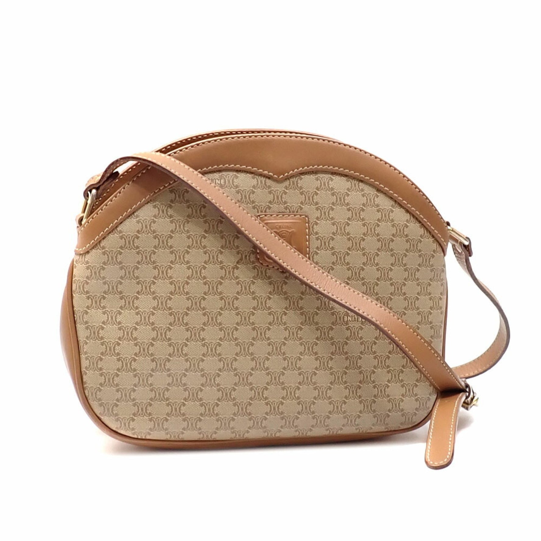 Celine Shoulder Bag Beige Brown PVC Leather