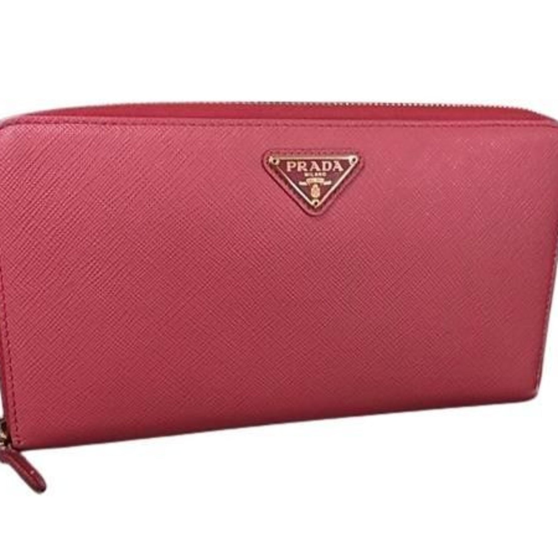 PRADA Triangle Wallet Saffiano Leather Mark Round Long with Organizer