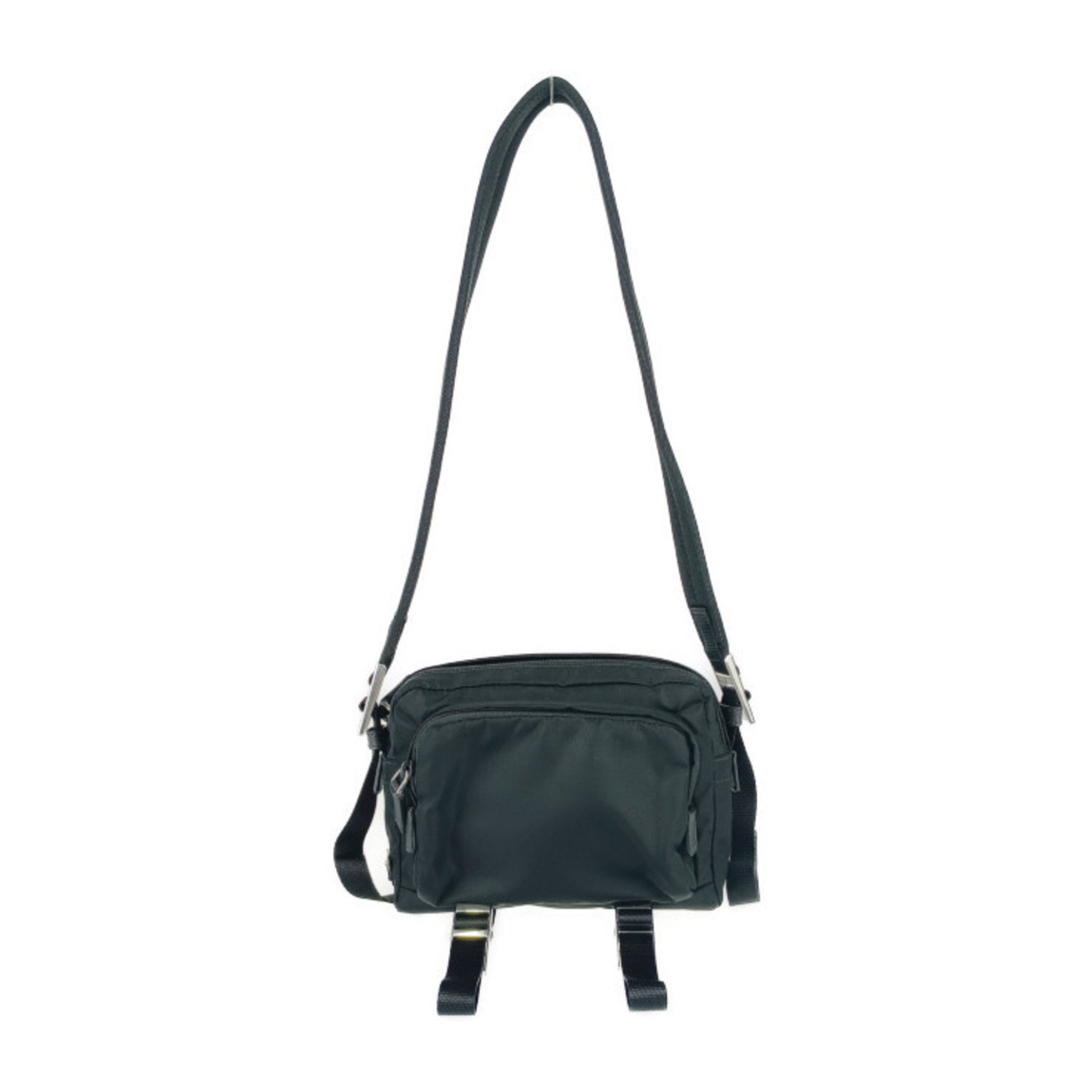 PRADA Shoulder Bag Crossbody Nylon Leather Men's Pochette Triangle Plate