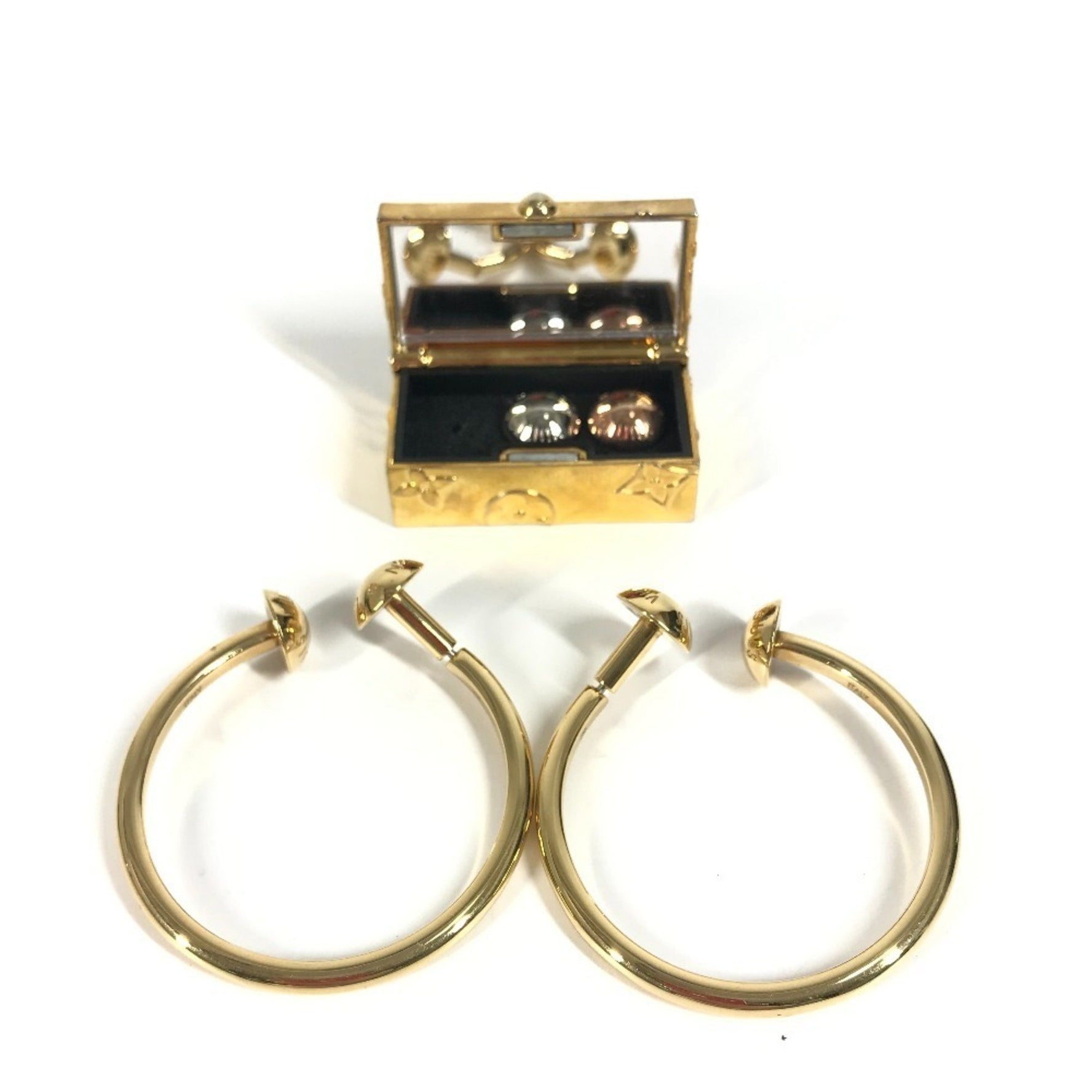 LOUIS VUITTON Monogram Creole Stud Loop Earrings, Metal, Men's and