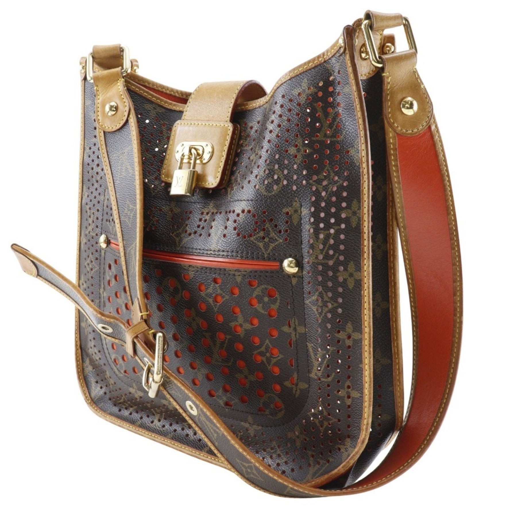 Louis Vuitton Musette Shoulder Bag x Monogram Perforated 2006 Brown/Orange Belt Clasp Muset