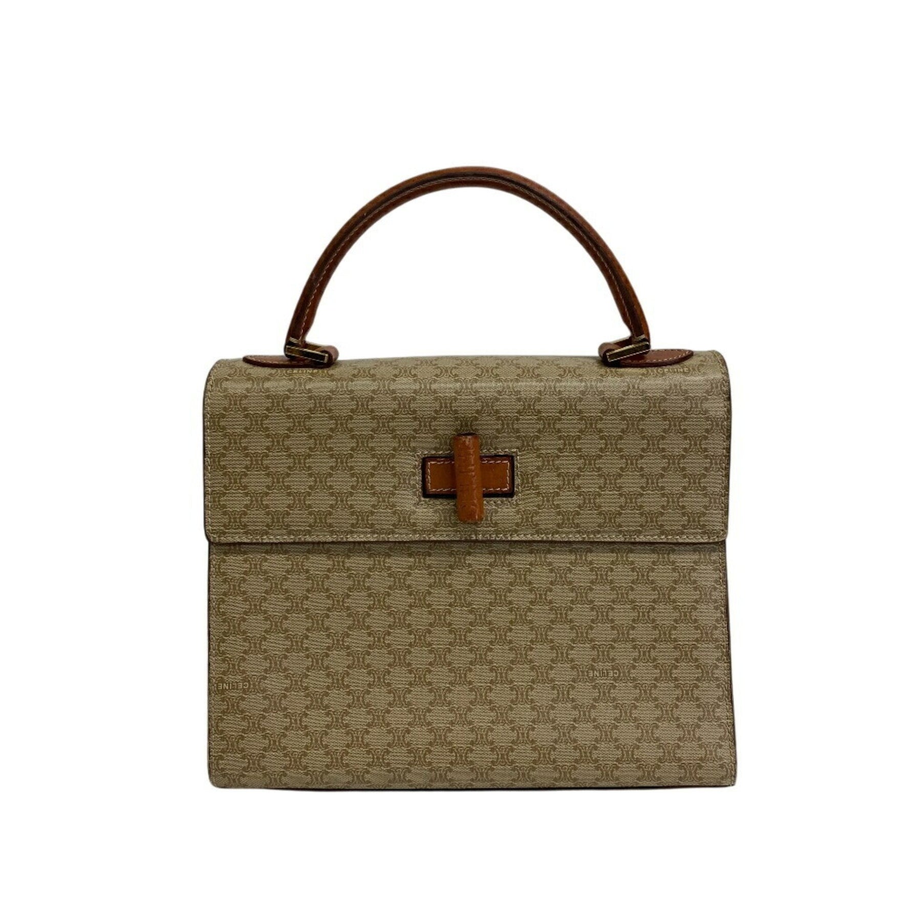 CELINE Turnlock Macadam Handbag