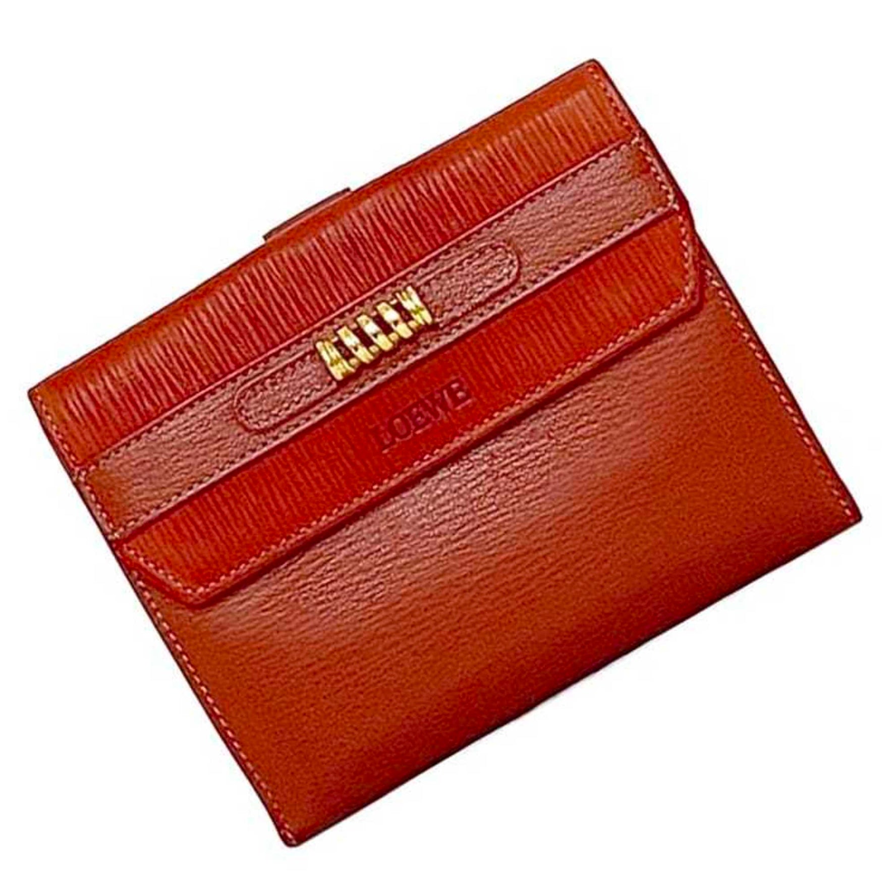 LOEWE Bi-fold Wallet Red Velazquez Leather Compact Mini