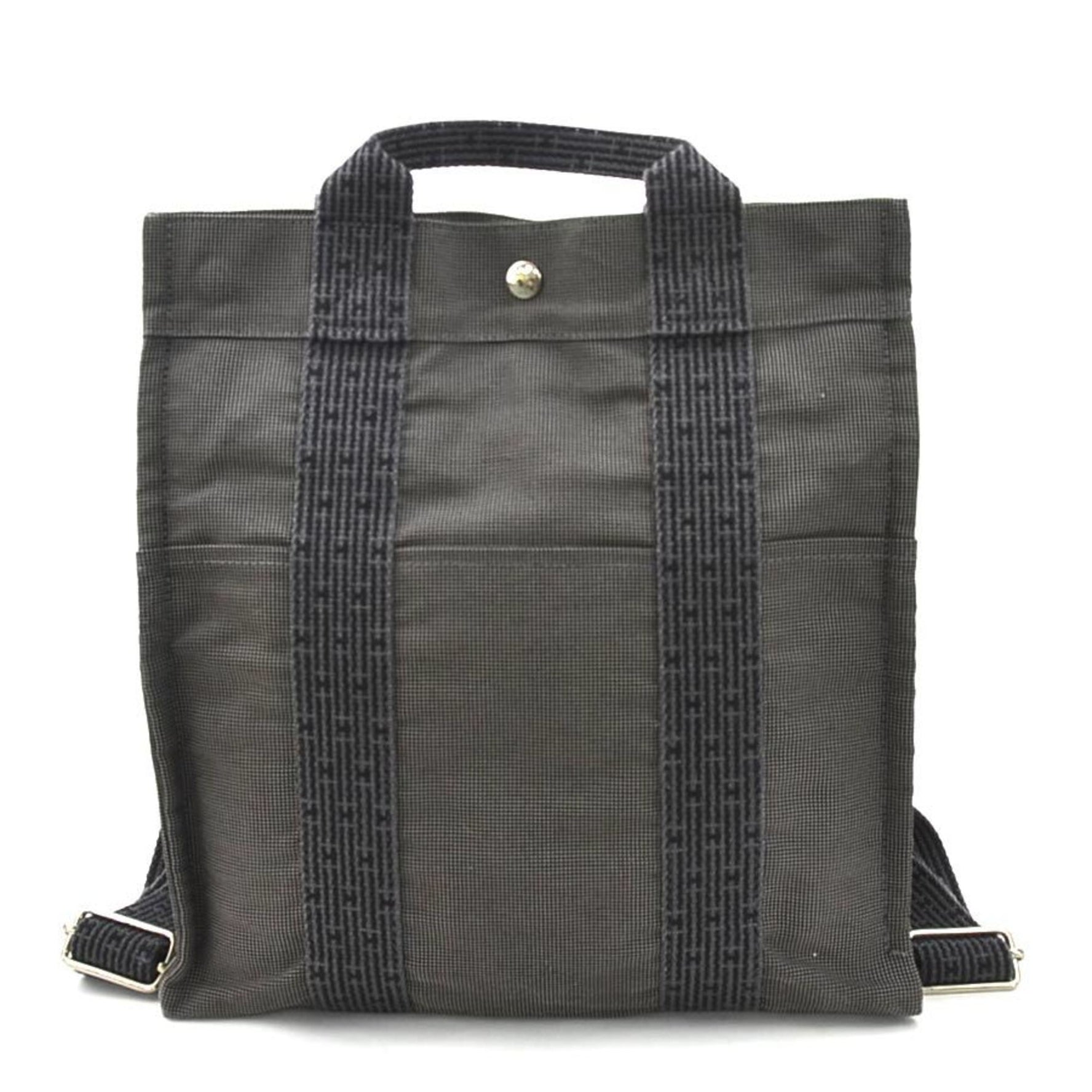 Hermes Rucksack Backpack Air Line Canvas Dark Gray Silver Men's