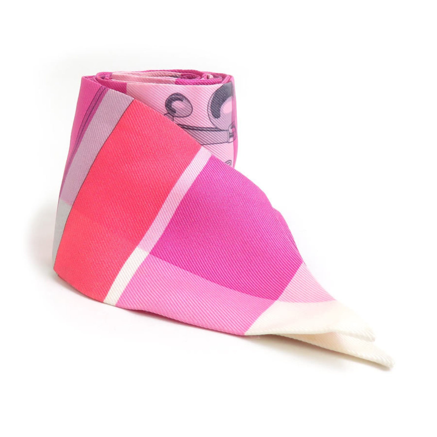 Hermes Scarf/Muffler Twilly Silk Pink Purple White