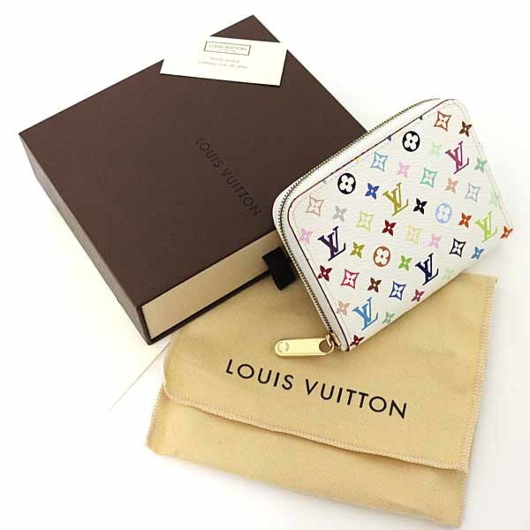 Louis Vuitton Zippy Coin Purse Case Monogram Multicolor Blanc