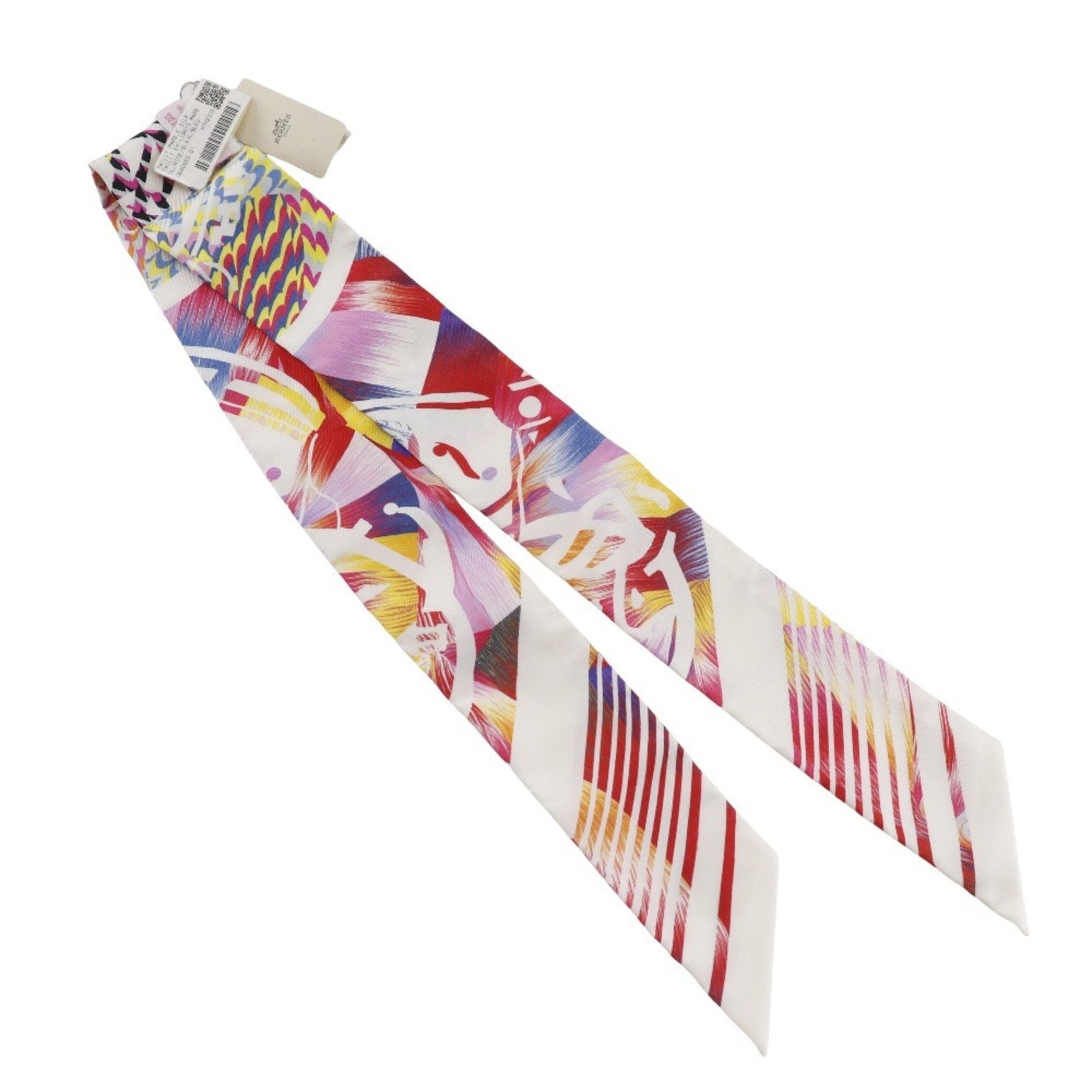 Hermes Hermès Twilly Scarf/Muffler, Kyoto Marble Silk, White Rose