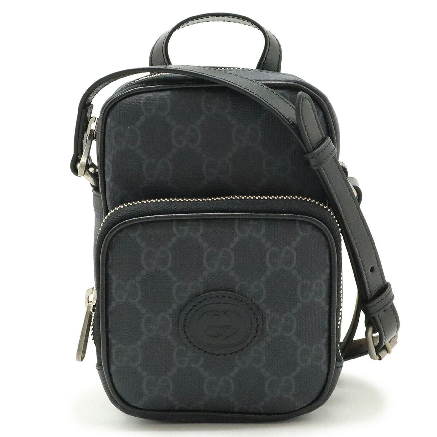 GUCCI GG Supreme Interlocking G Shoulder Bag PVC Leather