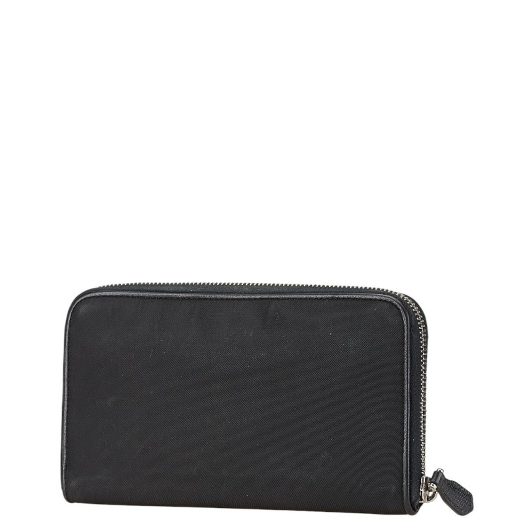 Prada Triangle Plate Long Wallet Nylon Leather