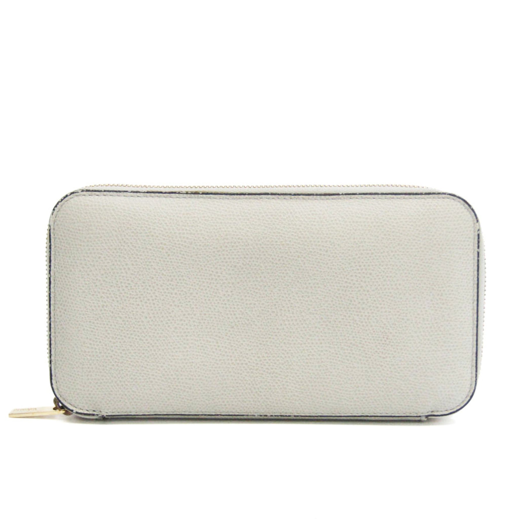 Valextra V9L06 Women,Men Leather Long Wallet (bi-fold) Gray