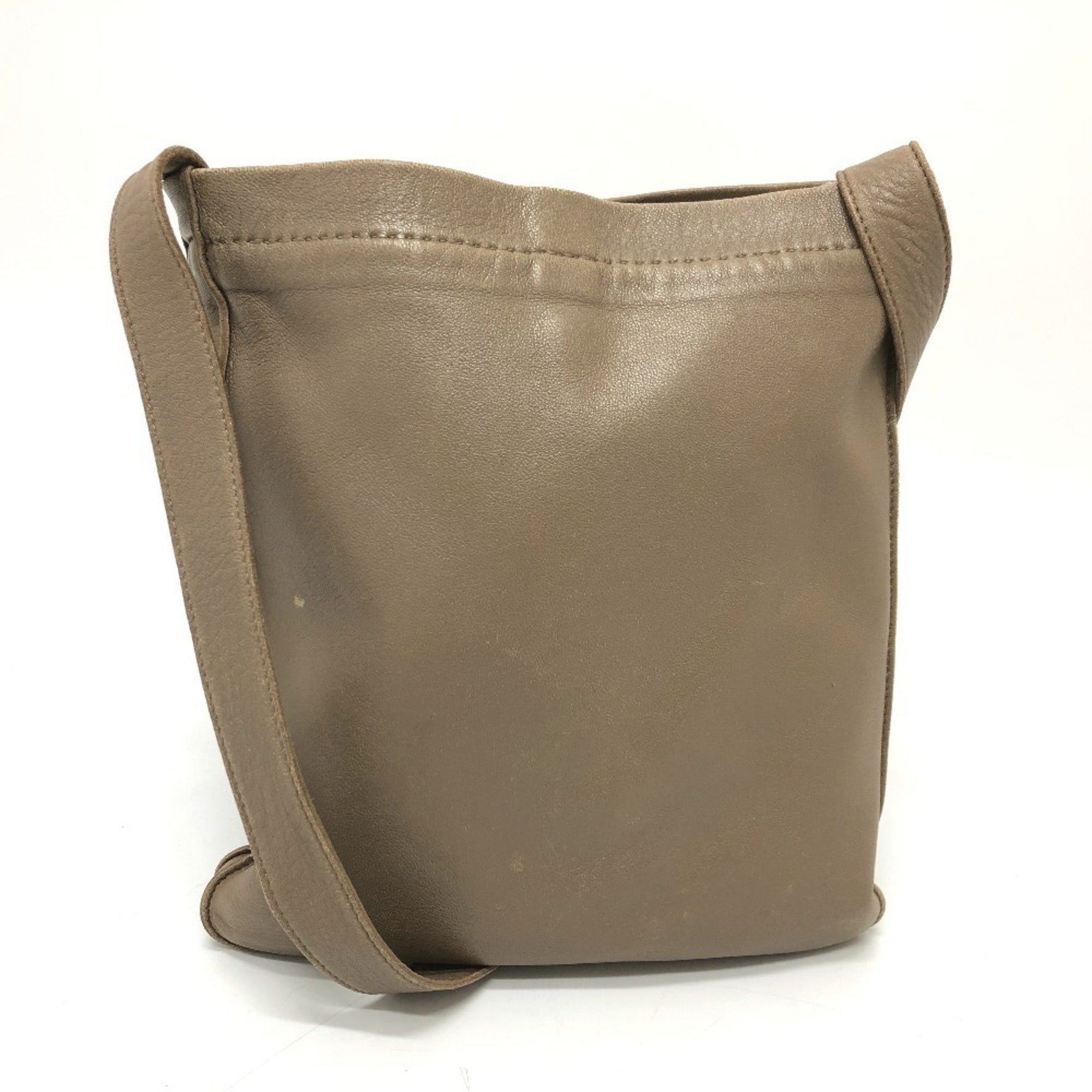 HERMES Cru de Cell Shoulder Bag Leather Etoupe Brown