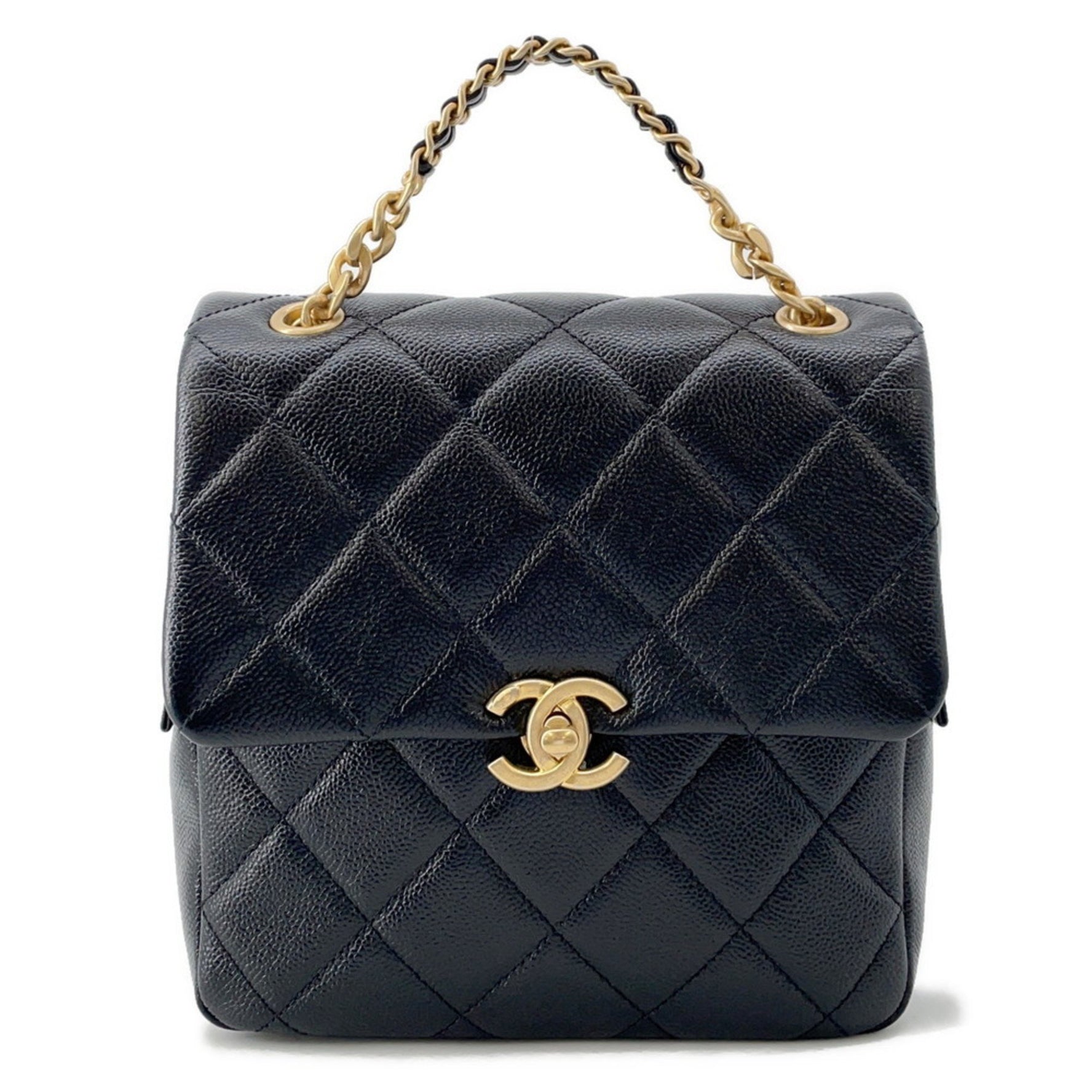CHANEL Matelasse Coco Mark Caviar Leather Backpack Bag