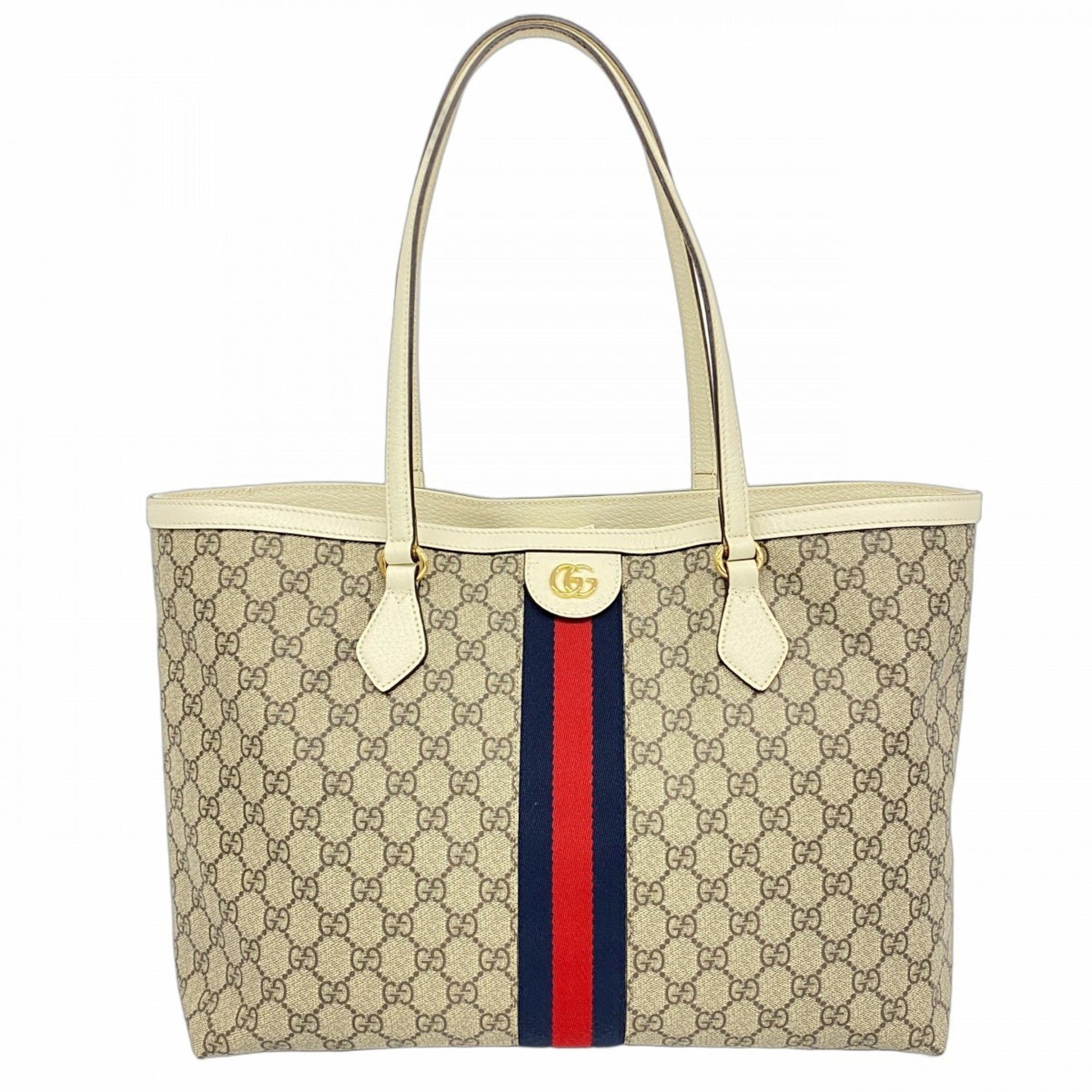 Gucci Ophidia Tote Bag Brown and White