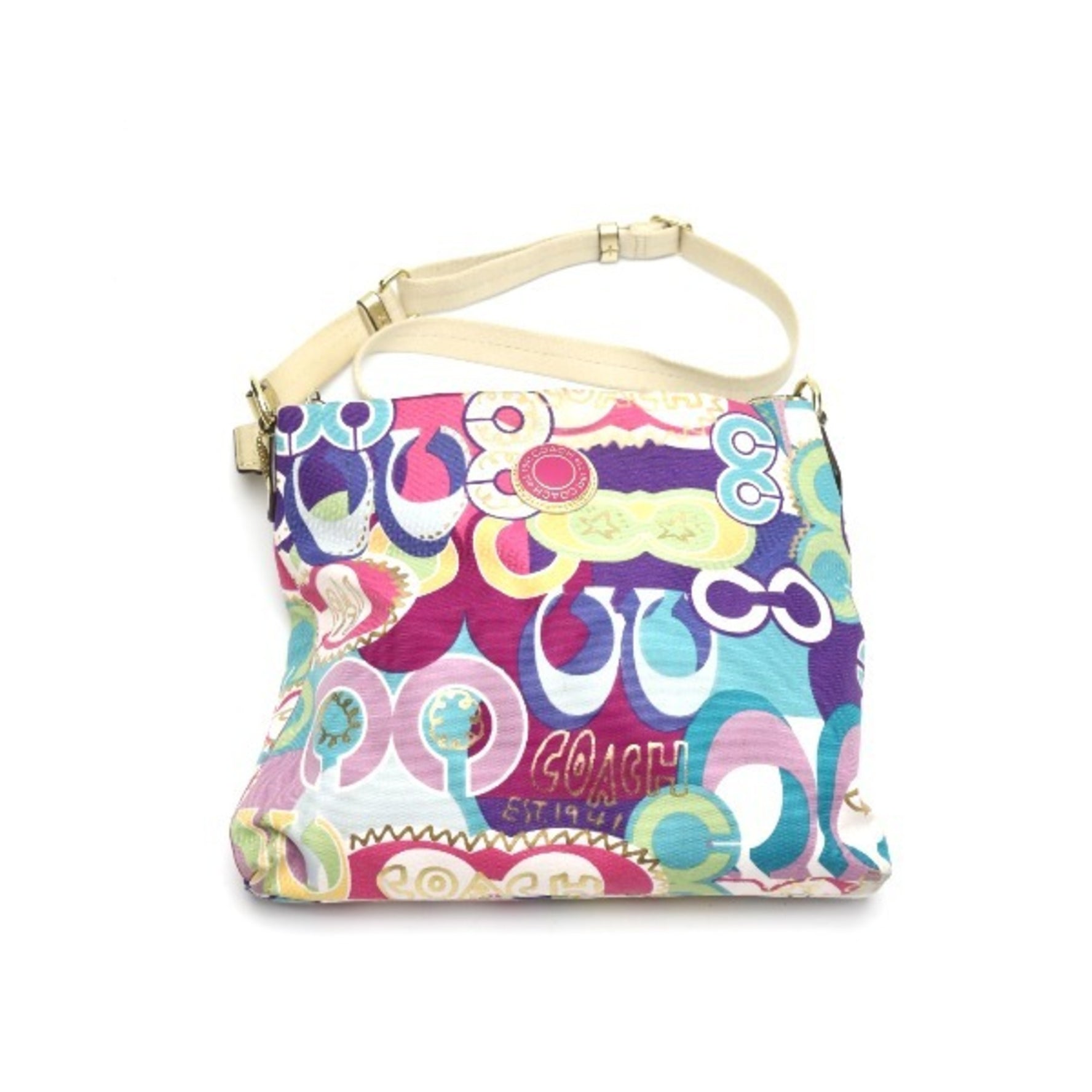COACH Signature Canvas Leather Multicolor Shoulder Bag