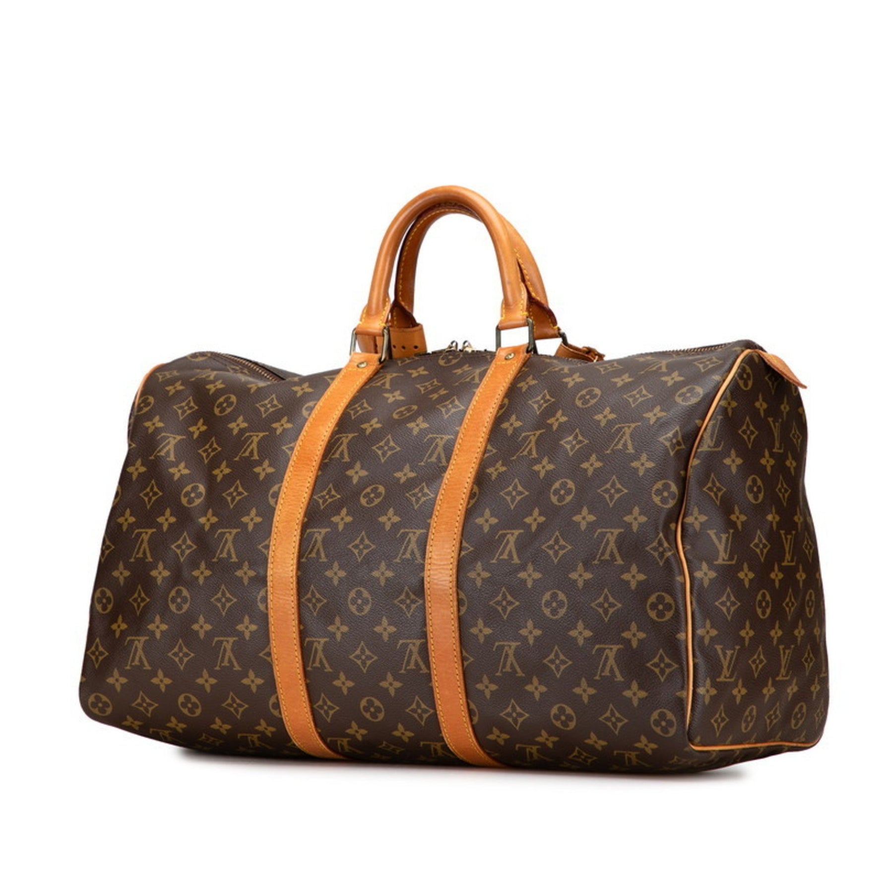 Louis Vuitton Monogram Keepall 50 Boston Bag/Travel Bag Brown PVC Leather LOUIS VUITTON