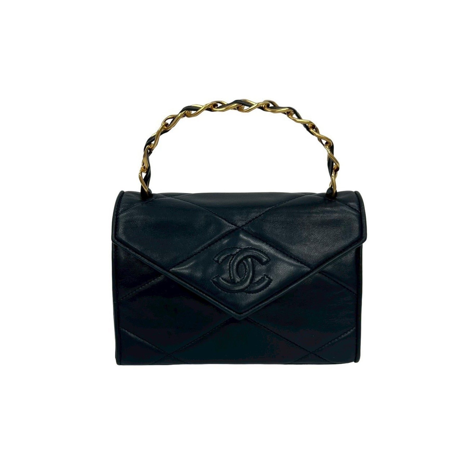 Card No. 0 CHANEL Matelasse Coco Mark Lambskin Mini Handbag Blue