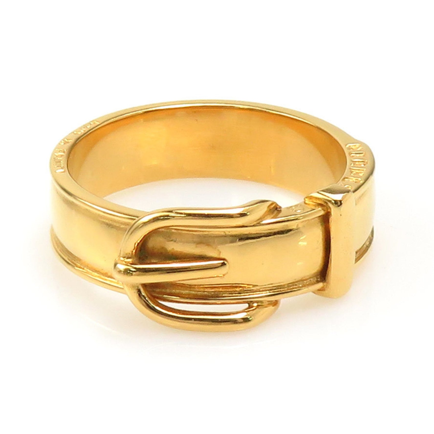 Hermes scarf ring with belt motif, metal