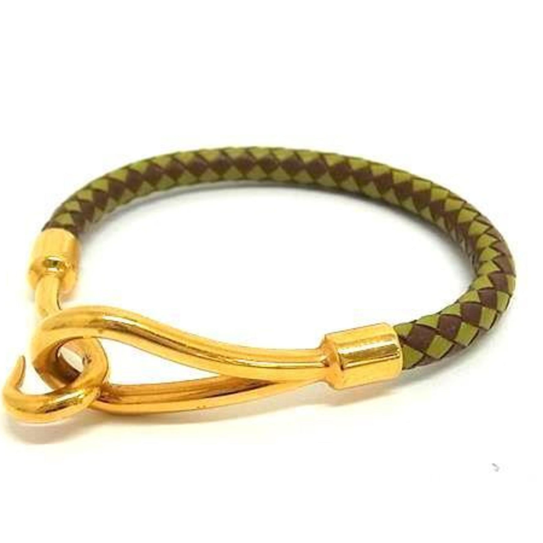 HERMES Jumbo Bracelet - Green and Brown Leather Women