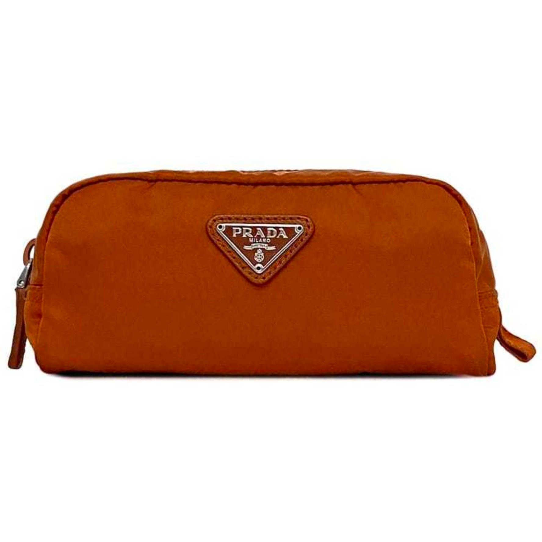 Prada pouch ec-22041 orange tessuto 1N0175 nylon leather 42 PRADA triangle plate ladies men