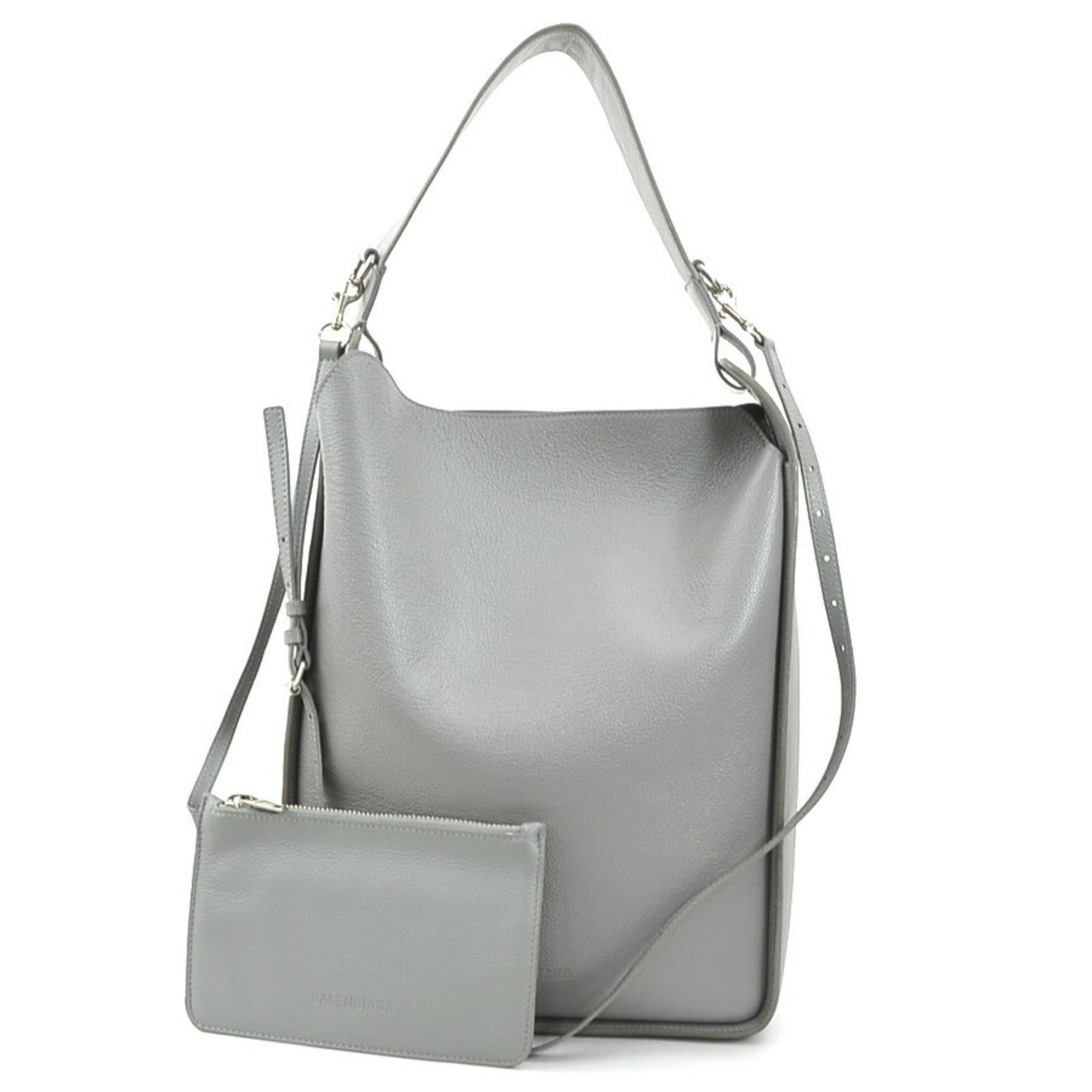 BALENCIAGA Shoulder Bag North South Leather Grey