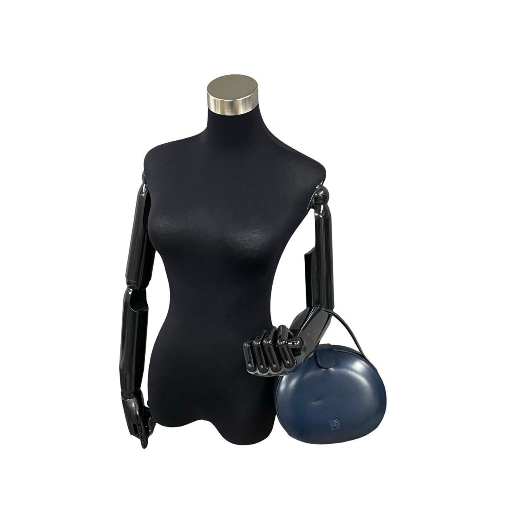 LOEWE Anagram Logo Leather Genuine Round Mini Handbag Blue