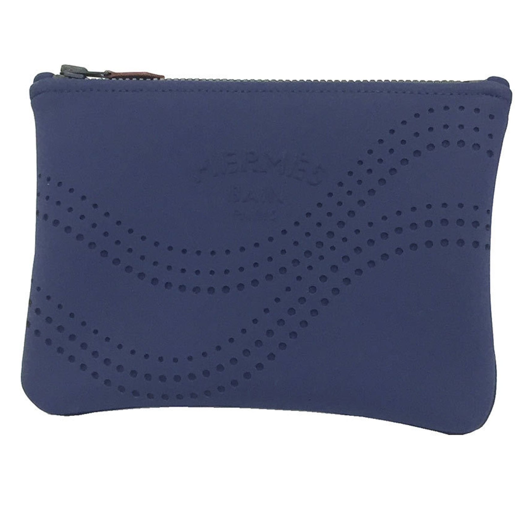 HERMES Neoban PM Wave Punching Flat Pouch Blue Men's Unisex