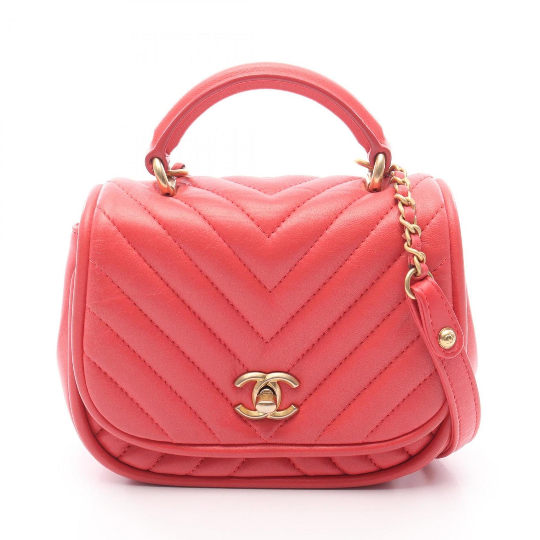 CHANEL Chevron V-Stitch Shoulder Bag in Lambskin Leather