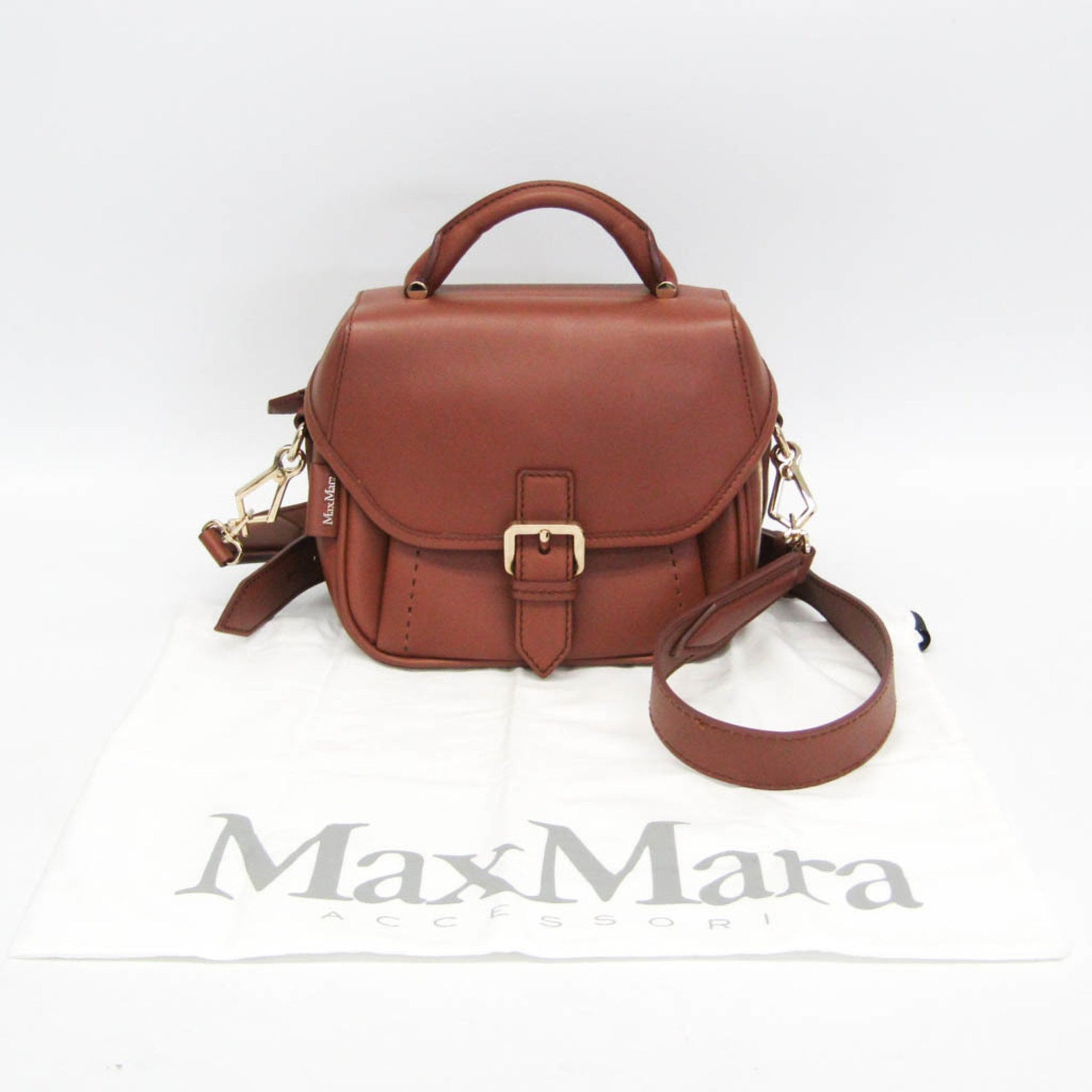 Max Mara Anna Women's Leather Handbag,Shoulder Bag Brown