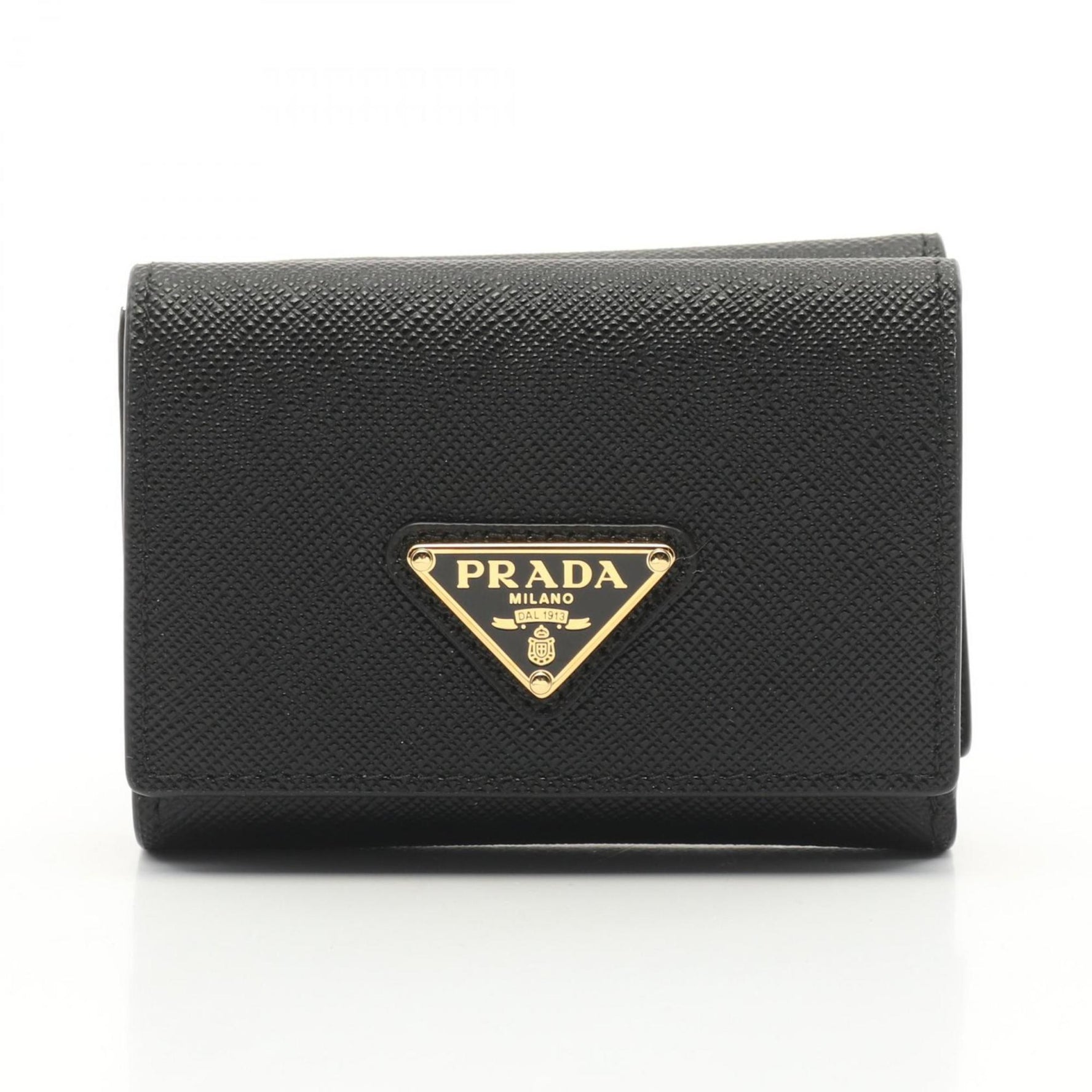 PRADA SAFFIANO TRIANG Tri-fold Wallet Saffiano Leather