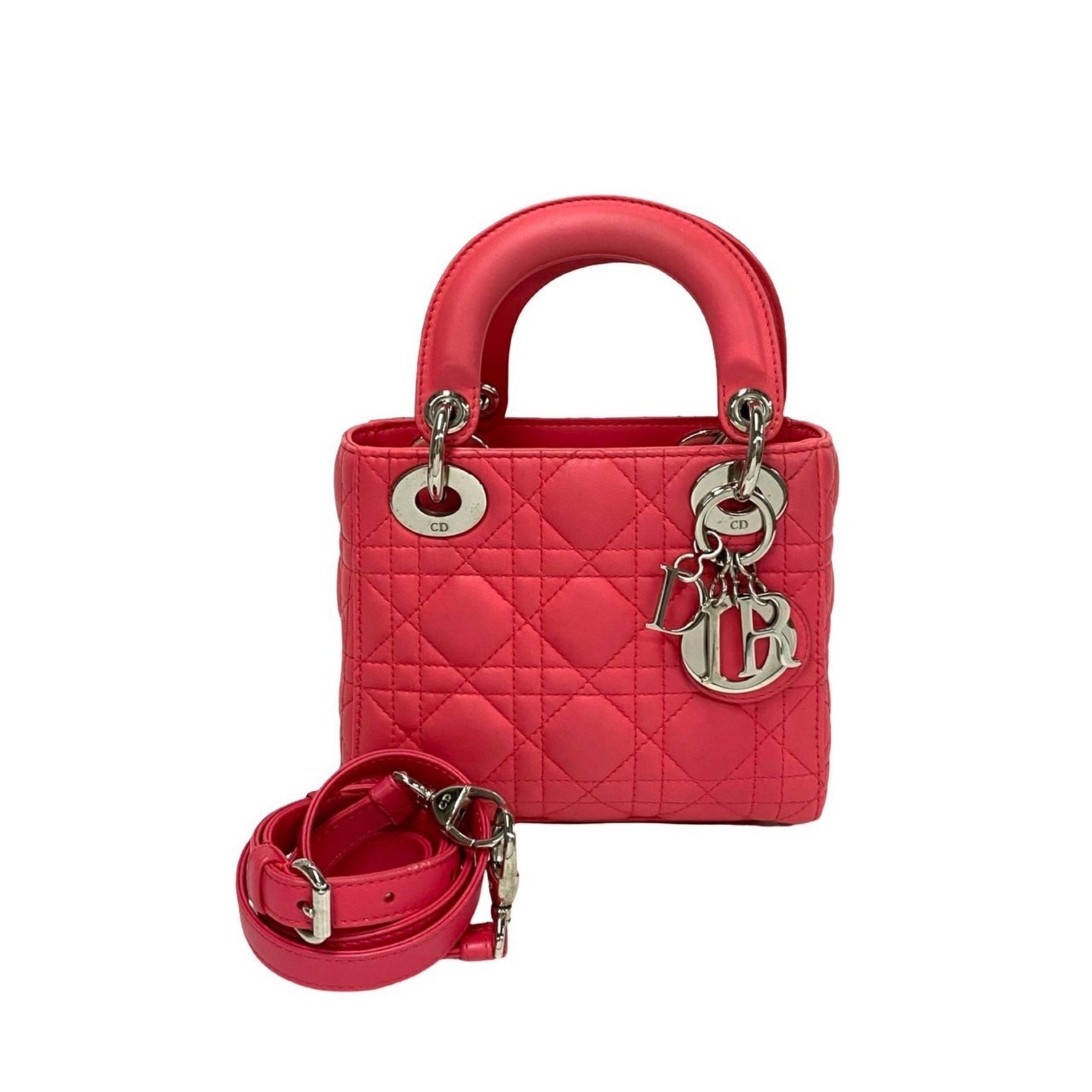 Christian Dior Lady Cannage Stitch Leather Handbag/Shoulder Bag