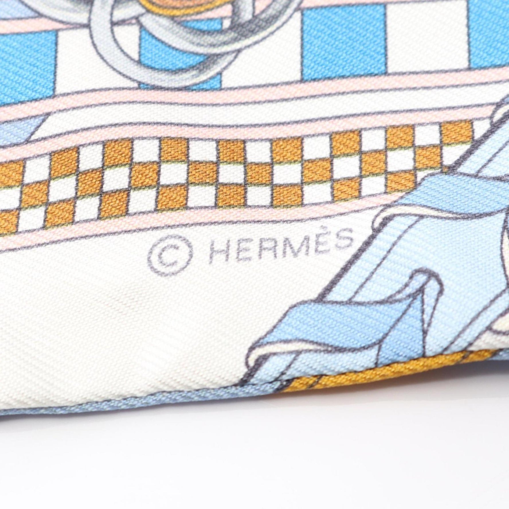 Hermes Hermès Brides et Gris Twilly Silk Scarf Blue/Multicolor