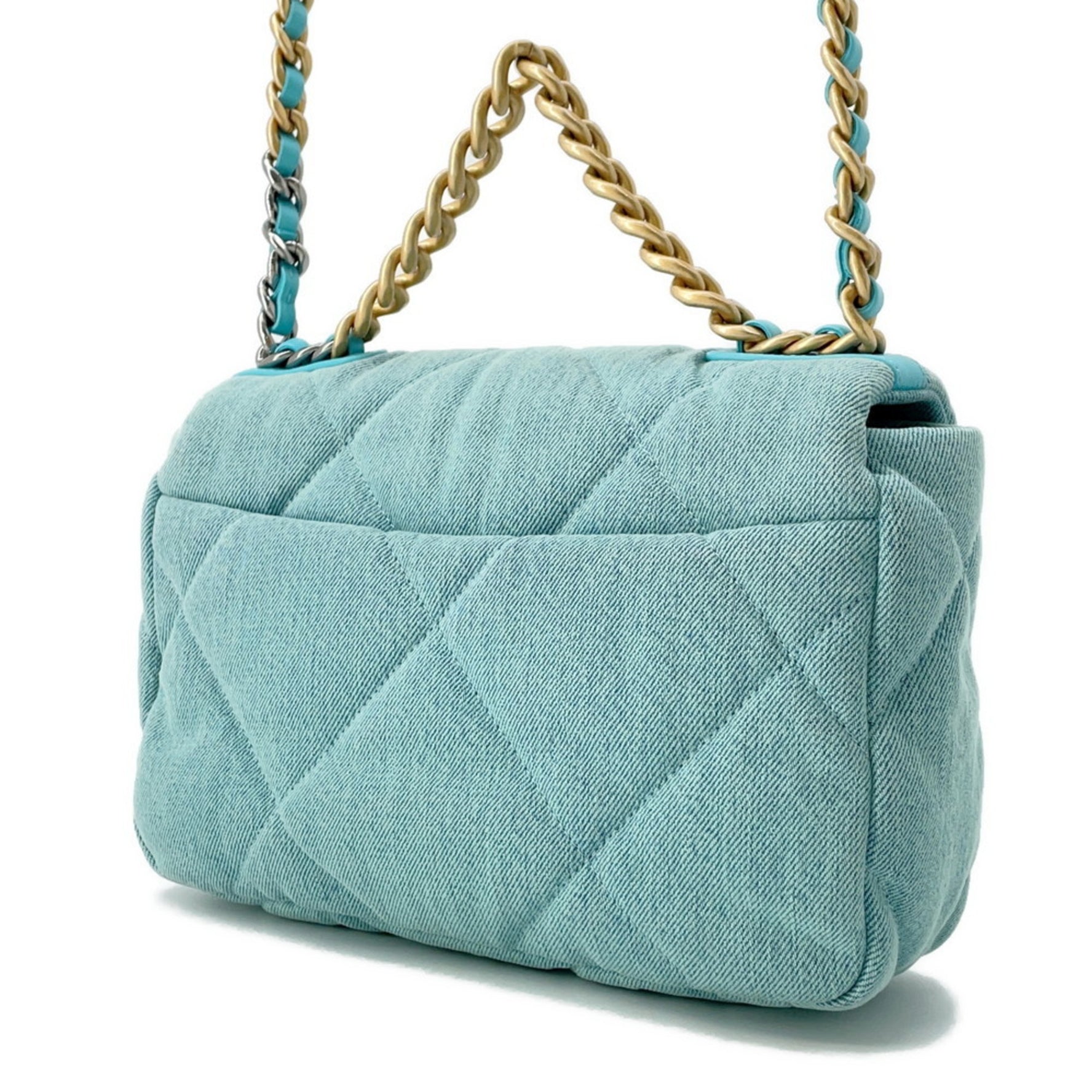 Chanel Chain Shoulder Bag 19 Flap Coco Mark Denim