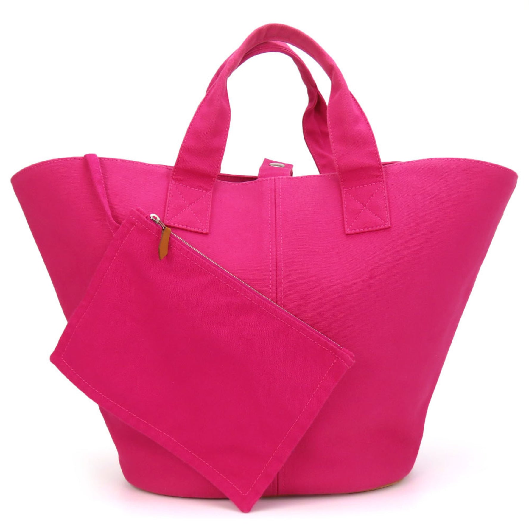 Hermes Tote Bag Panier de Plage MM Canvas Hot Pink