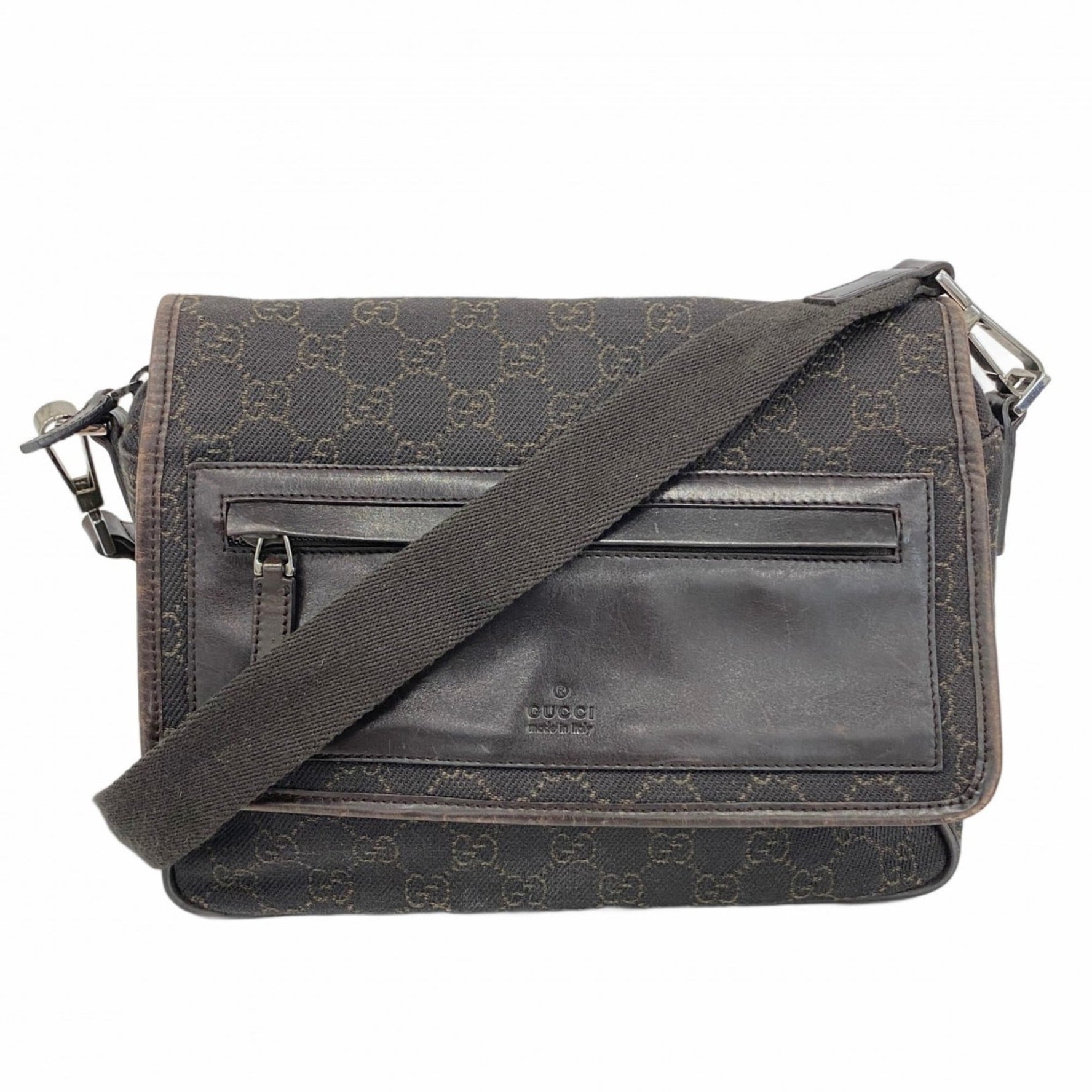 Gucci Shoulder Bag Denim Dark Brown