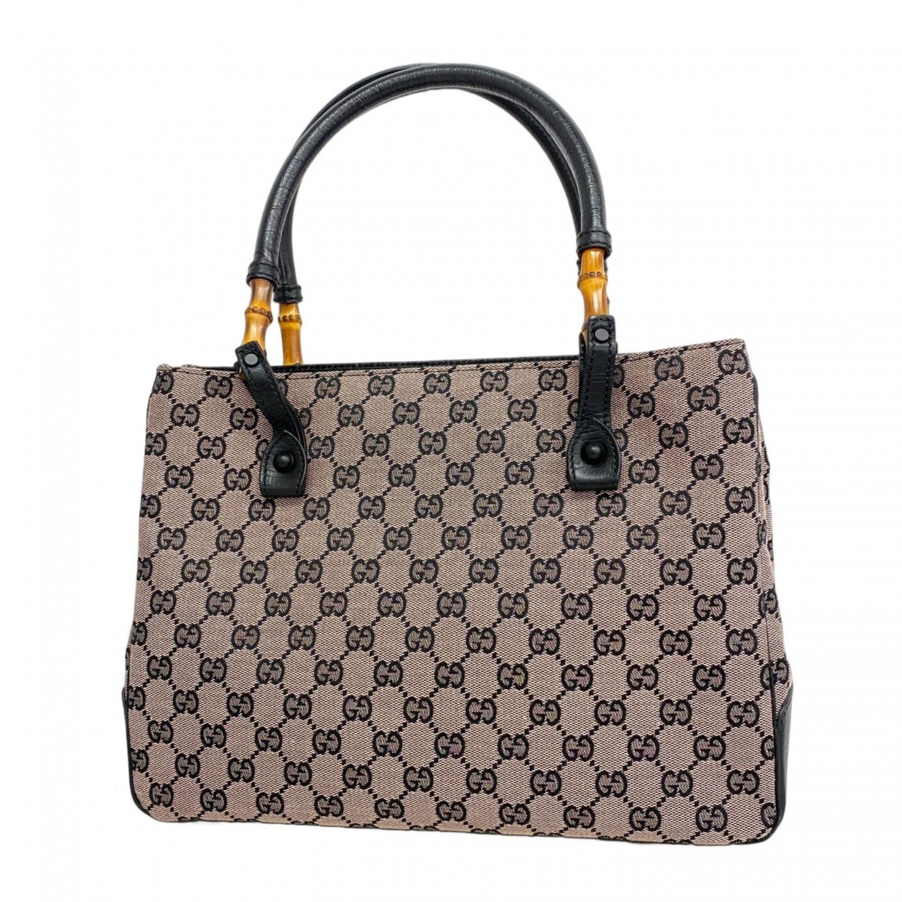 Gucci GG Canvas Bamboo Tote Bag Black Pink