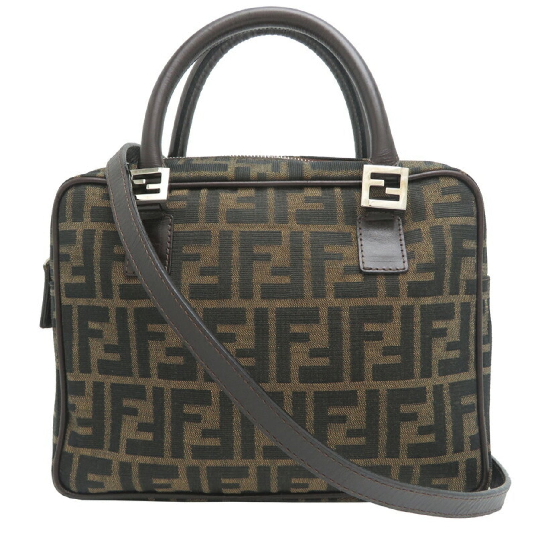 Fendi Shoulder Bag Handbag Canvas Zucca Pattern (Brown)