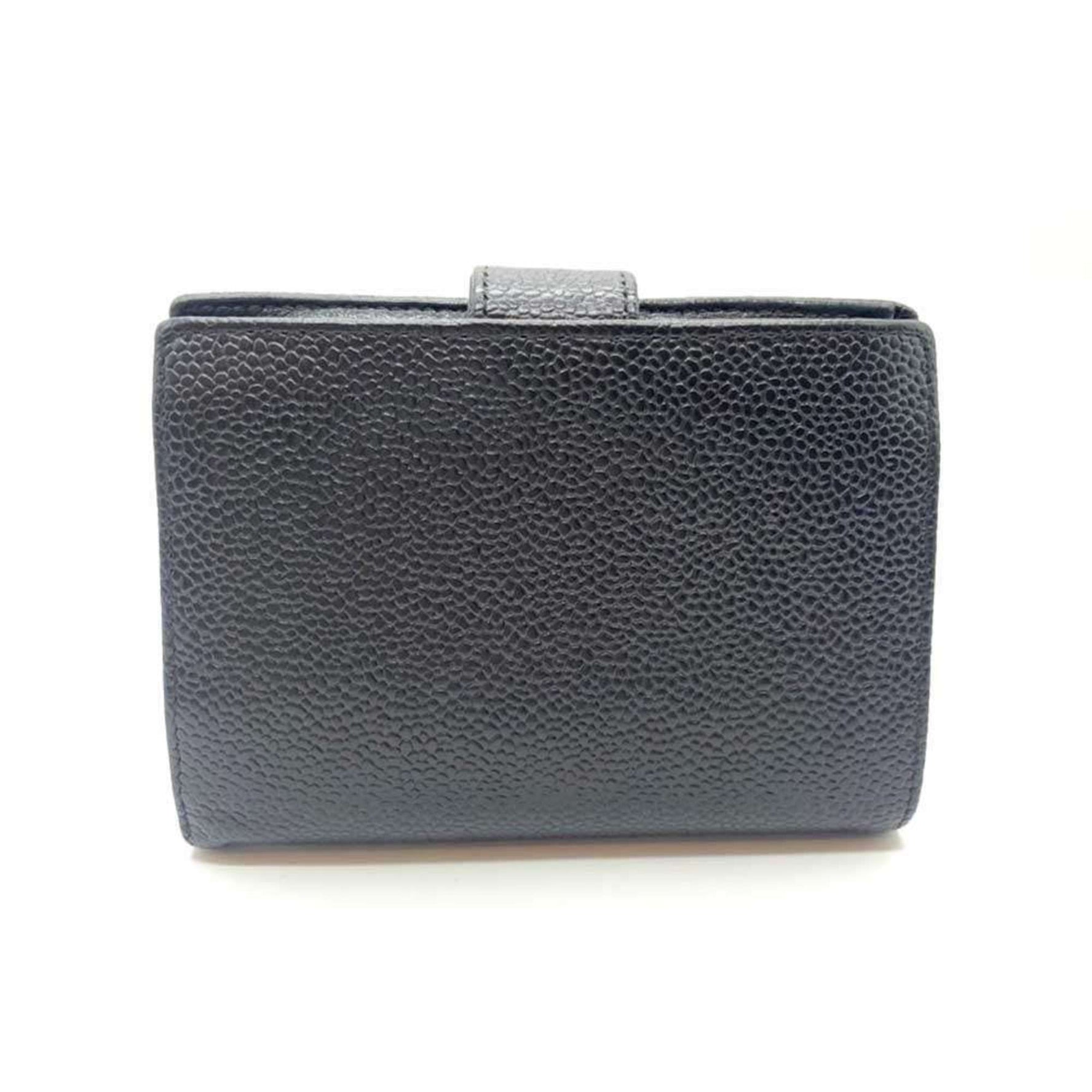 Chanel Bi-fold Mini Wallet Coco Mark Caviar Skin Leather