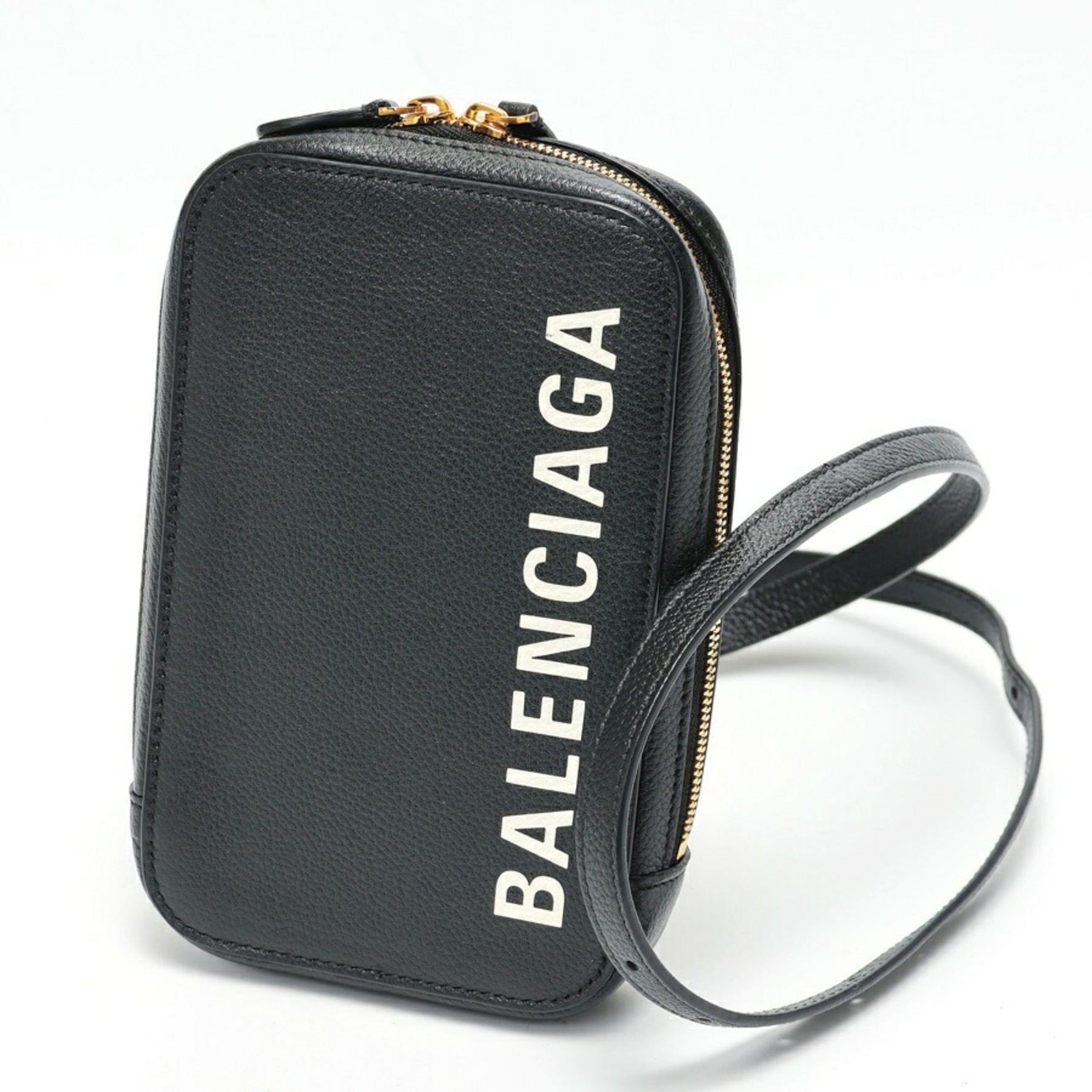 BALENCIAGA Cache Zip Phone Holder Shoulder Bag Leather