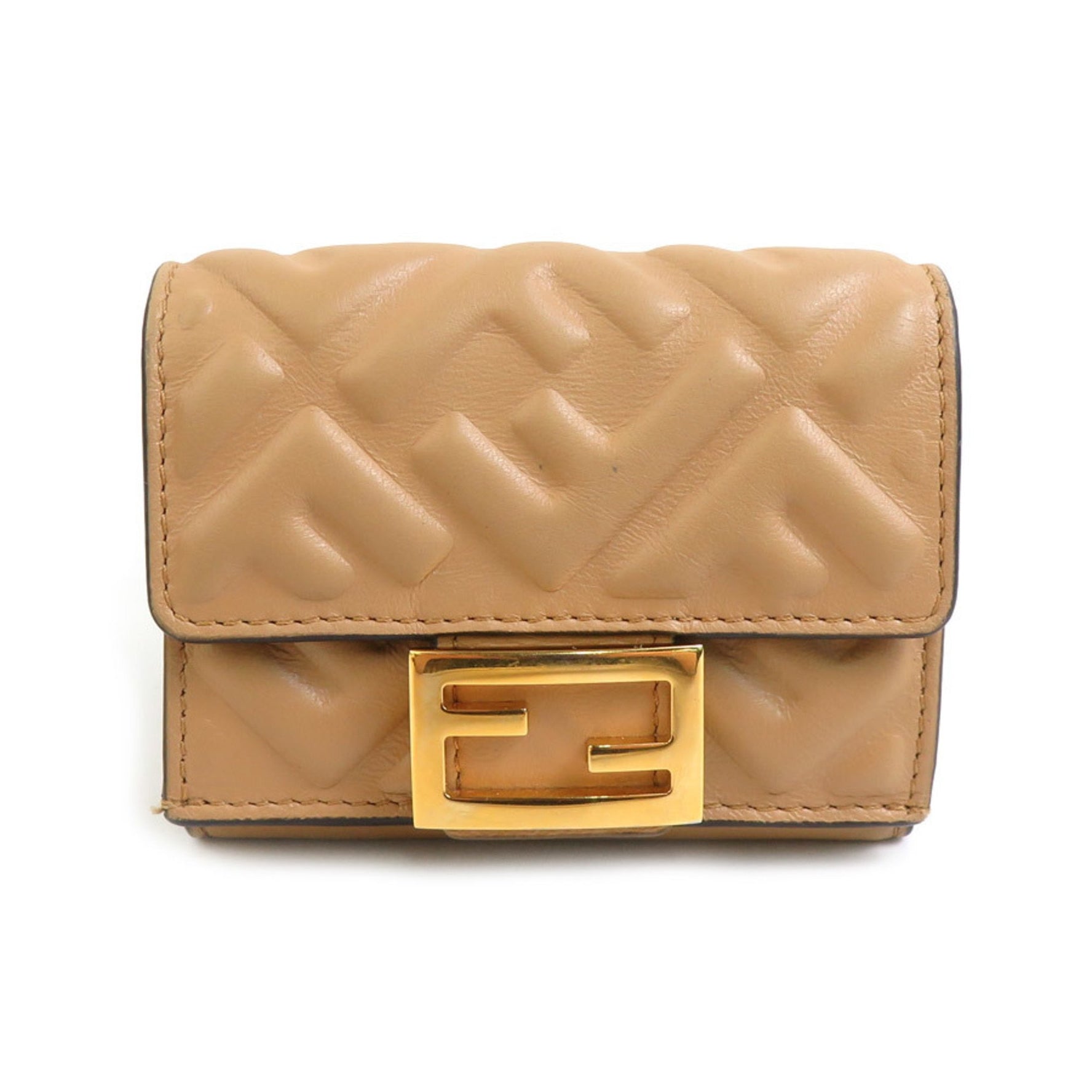 FENDI Tri-fold Wallet Baguette Micro Leather Men's